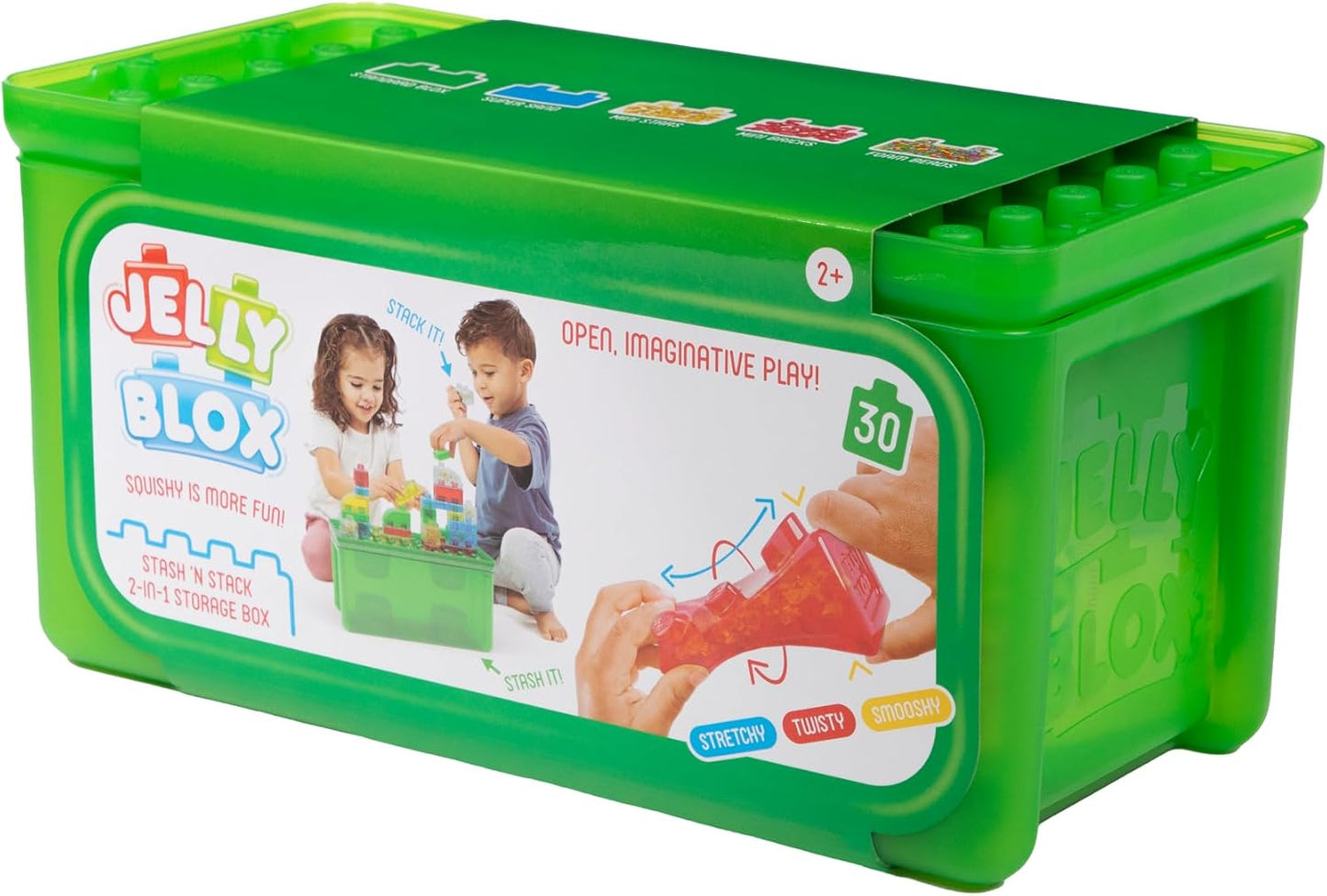 Jelly Blox Stash 'N Stack 2-In-1 Storage Case Including 30 Blocks