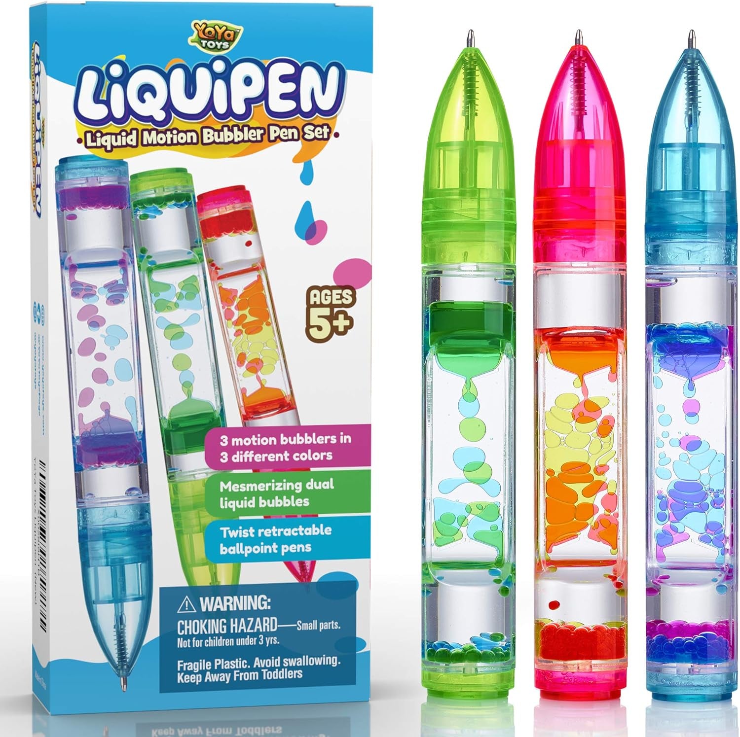 Liquipen - Liquid Motion Bubbler Pen Toy (3 Pack)