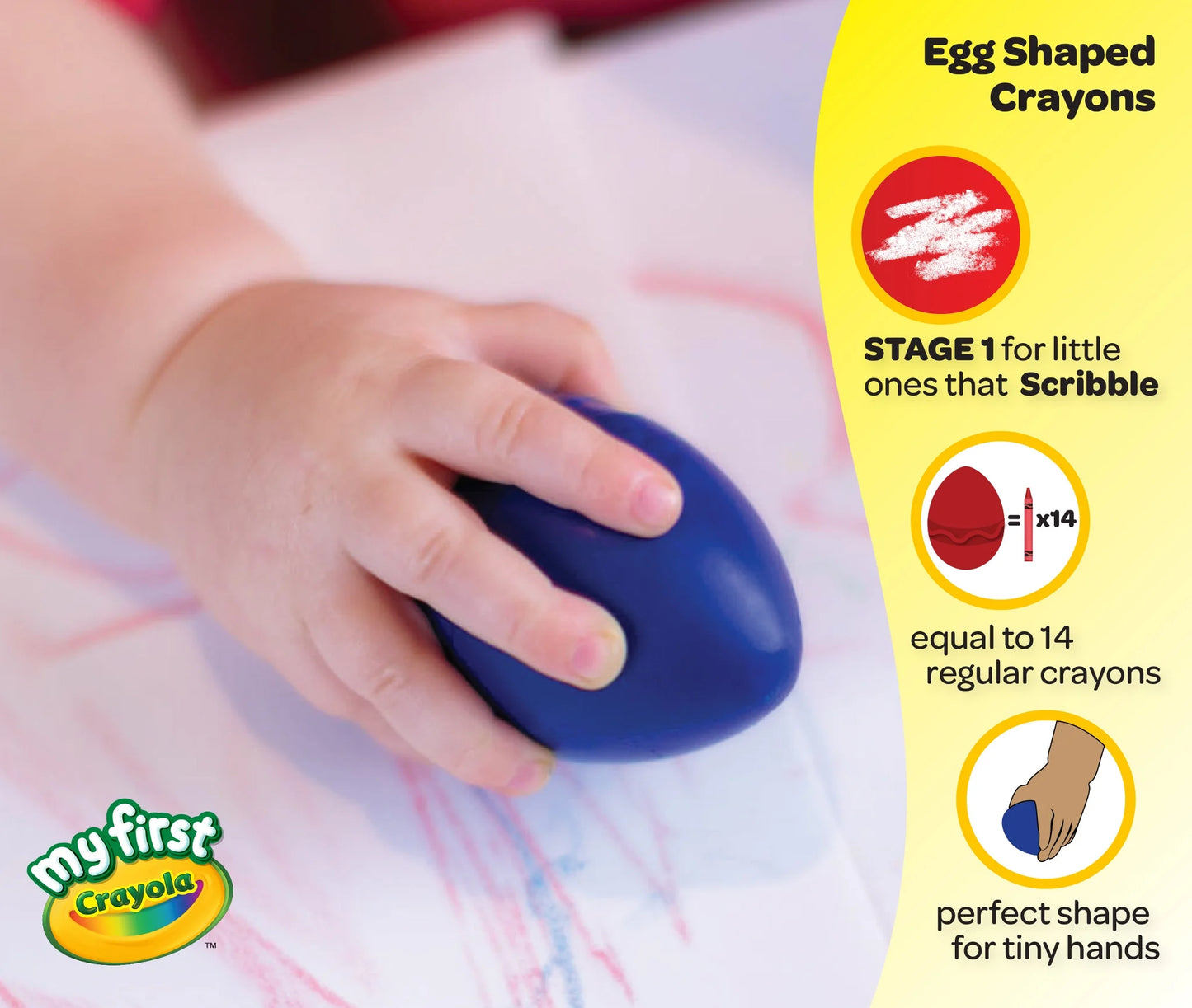 Palm Grasp Crayons, Egg Crayons, Coloring Gift for Toddlers, 3 Count Adaptive Crayons