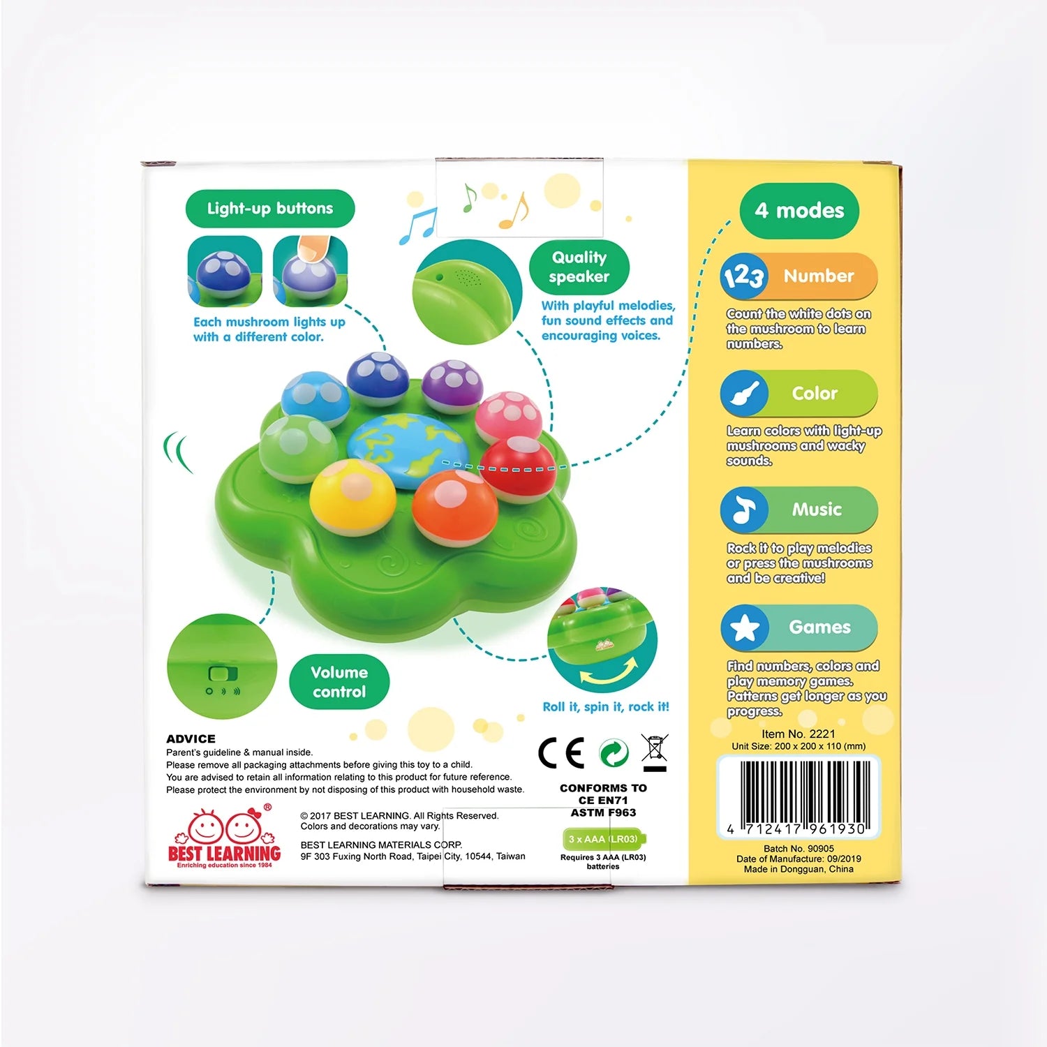 Mushroom Garden - Music Toy Learn Counting for Toddlers Babies 1- 3 Year