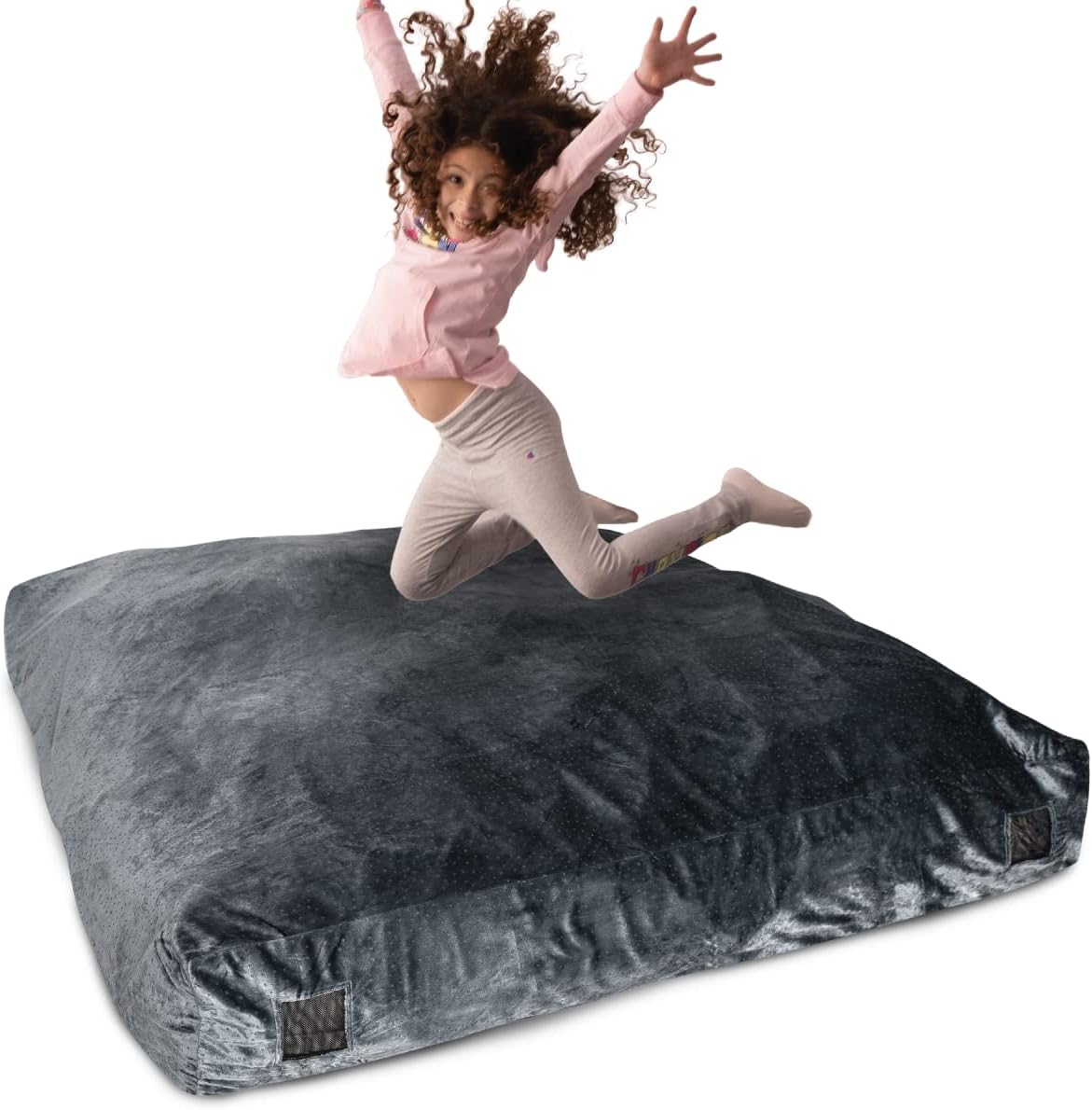 Crash Pad Sensory Pad with Foam Blocks for Kids and Adults with Washable Cover (5 Feet X 5 Feet) (Blue)