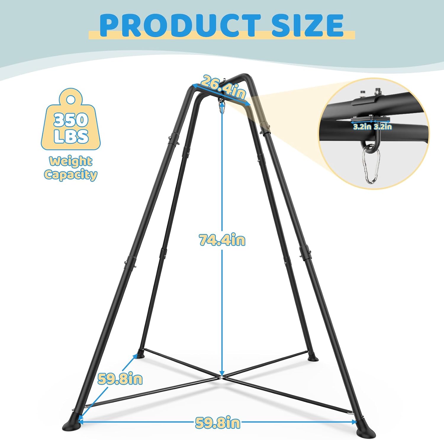 Swing Stand Frame with Sensory/Pod Chair, X-Shaped Swing Set 350LBS