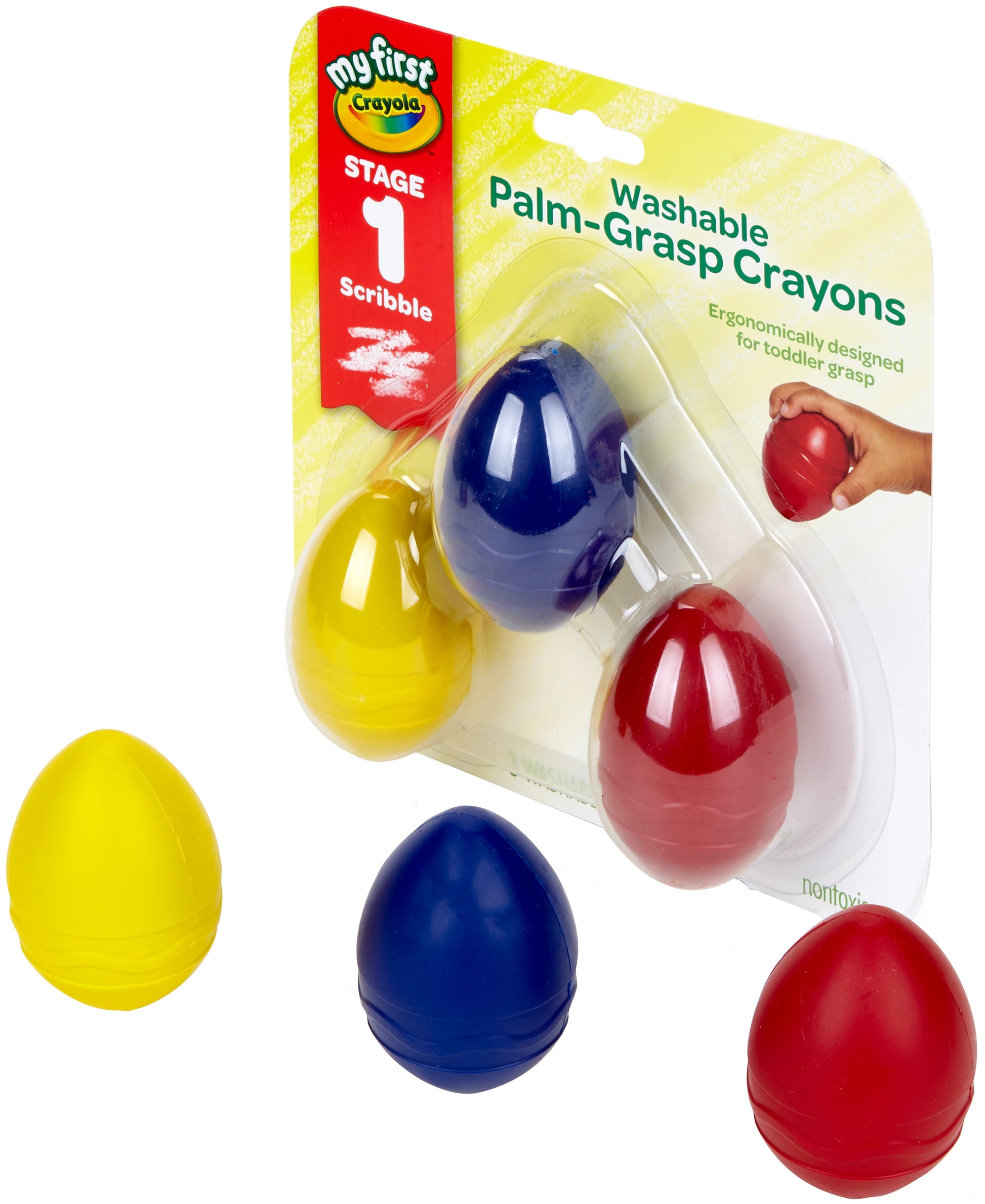 Palm Grasp Crayons, Egg Crayons, Coloring Gift for Toddlers, 3 Count Adaptive Crayons