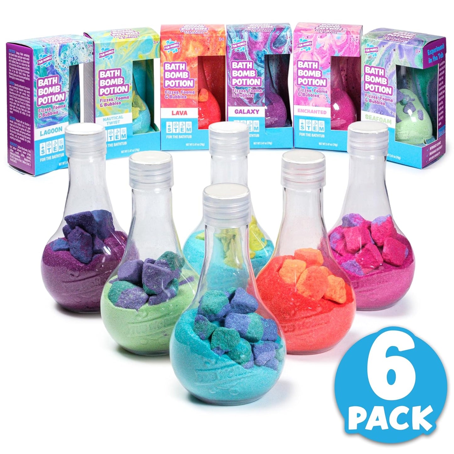 ® Kids Bath Bomb Potion™ Bath Toy, Variety 6 Pack, Nontoxic, Fizzes, Foams & Bubbles with an Eruption of Color