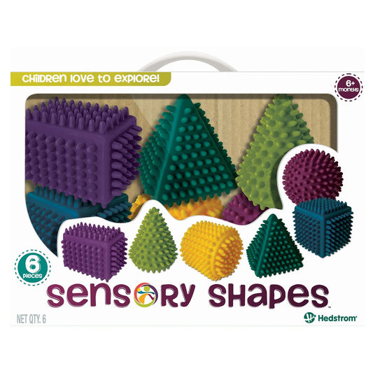 Sensory Shapes 6-Pack - Assorted Stimulating Shapes & Colors, Learning Toys, Develops Motor Skills & Coordination, Infants & Toddlers Ages 1+
