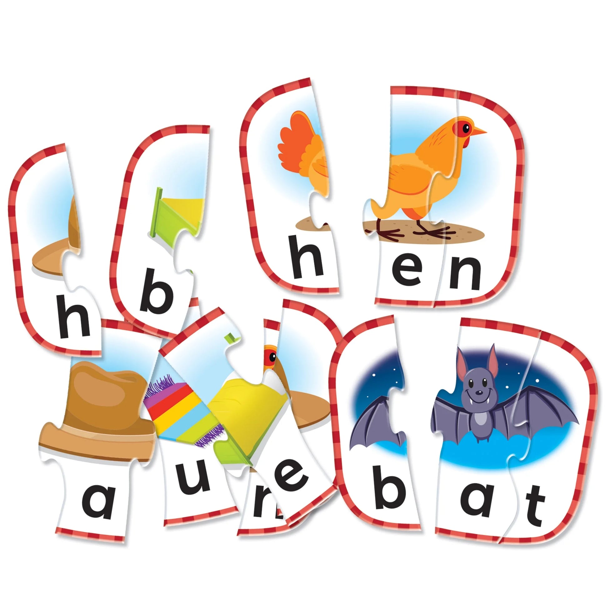 3-Letter Word Puzzle Cards, Kindergarten Readiness, Boys Girls, Ages 4 5 6+