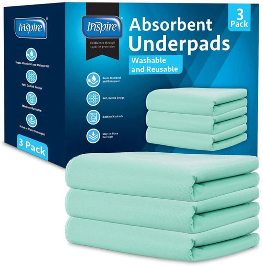 Washable and Reusable Incontinence Bed Pads 3 Pack Waterproof Mattress Pad Chux Pads (24"X 36'')