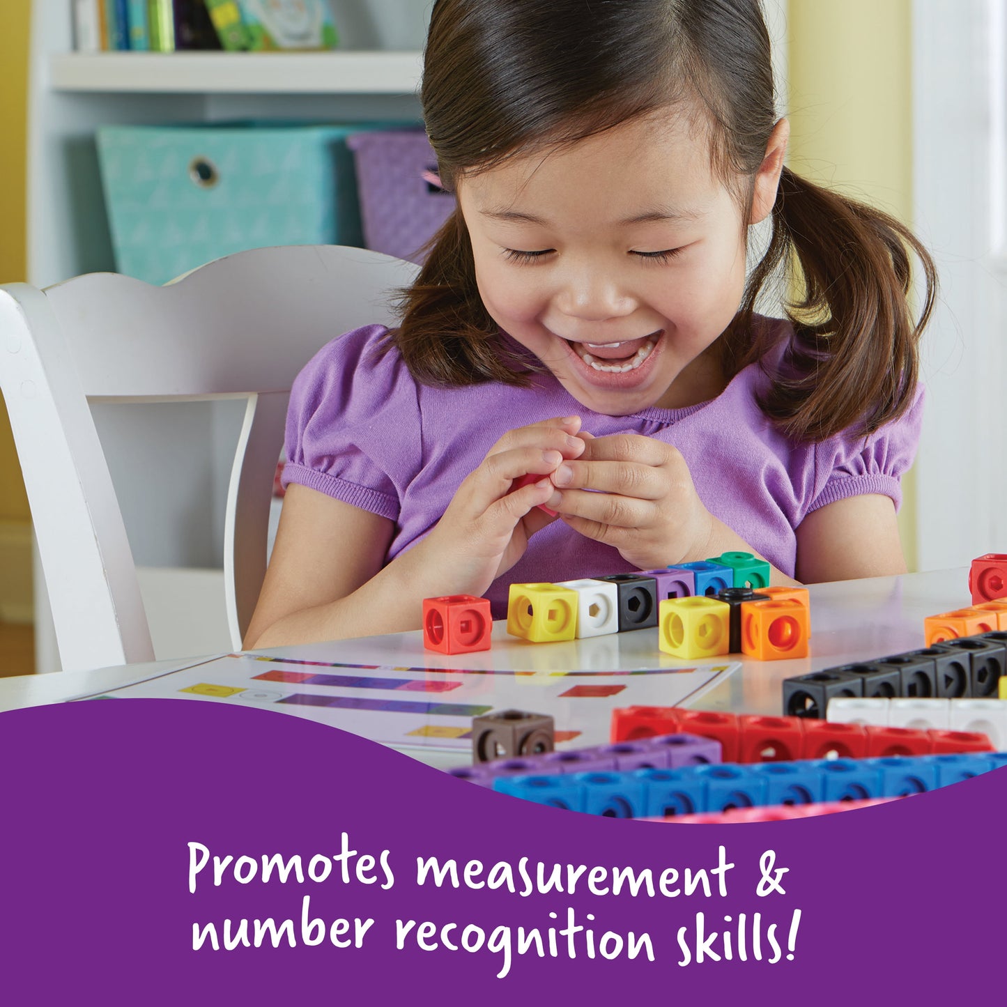 Early Math Mathlink Cube Activity Set - 115 Pieces, Ages 4,5,6+ Math Blocks, Early Math Skills, Classroom Learning Supplies