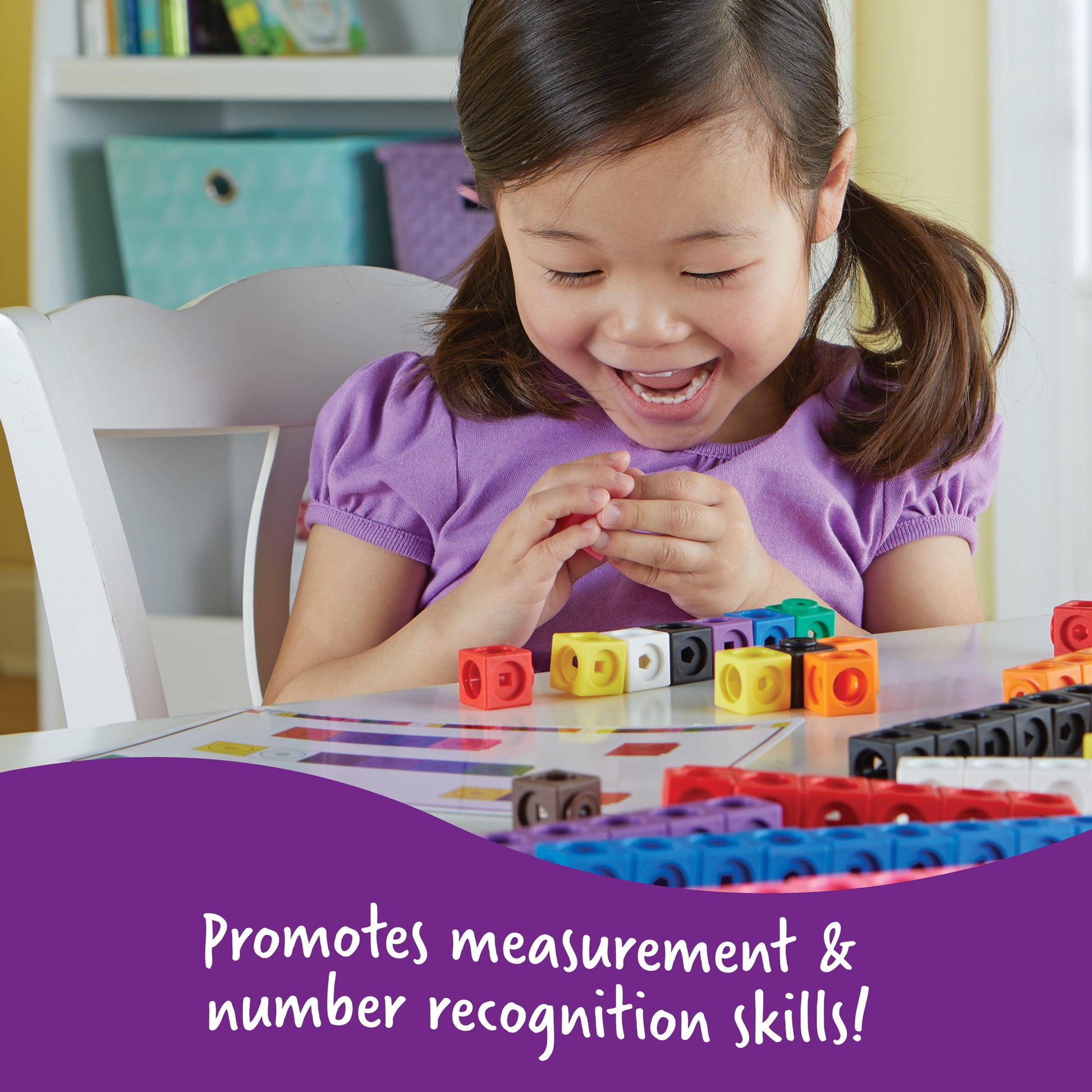 Early Math Mathlink Cube Activity Set - 115 Pieces, Ages 4,5,6+ Math Blocks, Early Math Skills, Classroom Learning Supplies