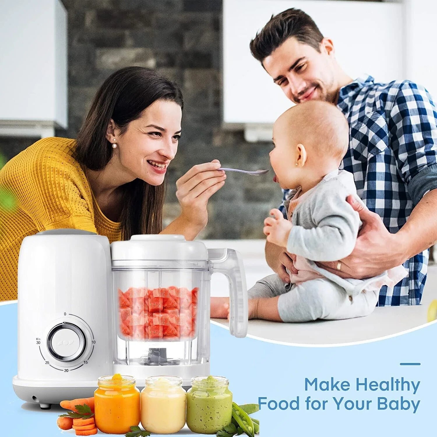 Baby Food Maker Baby Food Processor Puree Blender Multi-Function Steamer Grinder Blender, Baby Food Warmer Mills Machine, Constant Temperature 24H, Auto Cooking & Grinding