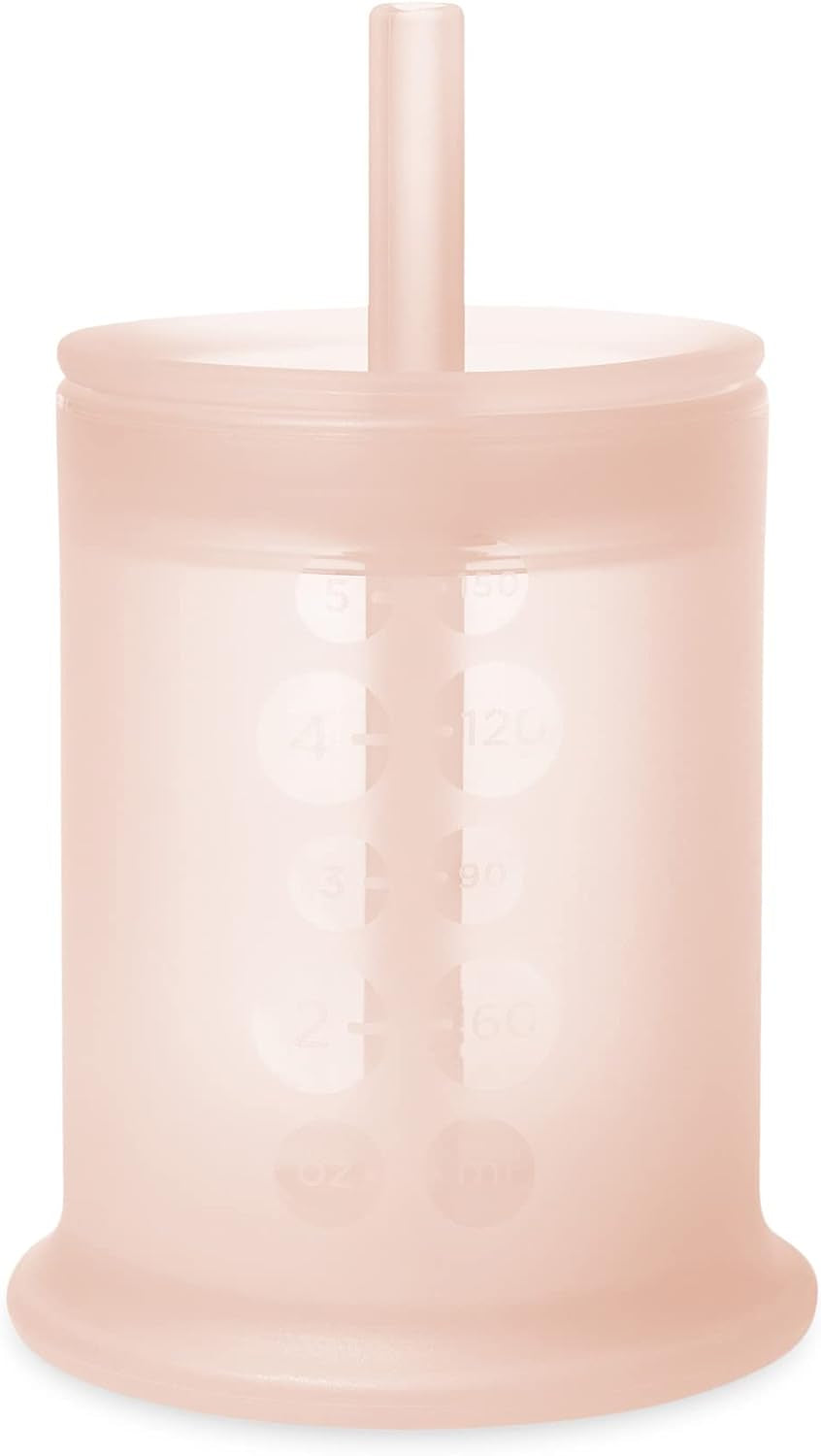 Silicone Training Cup with Straw Lid, 6+ Mo Infant to 12-18 Months Toddler Cup