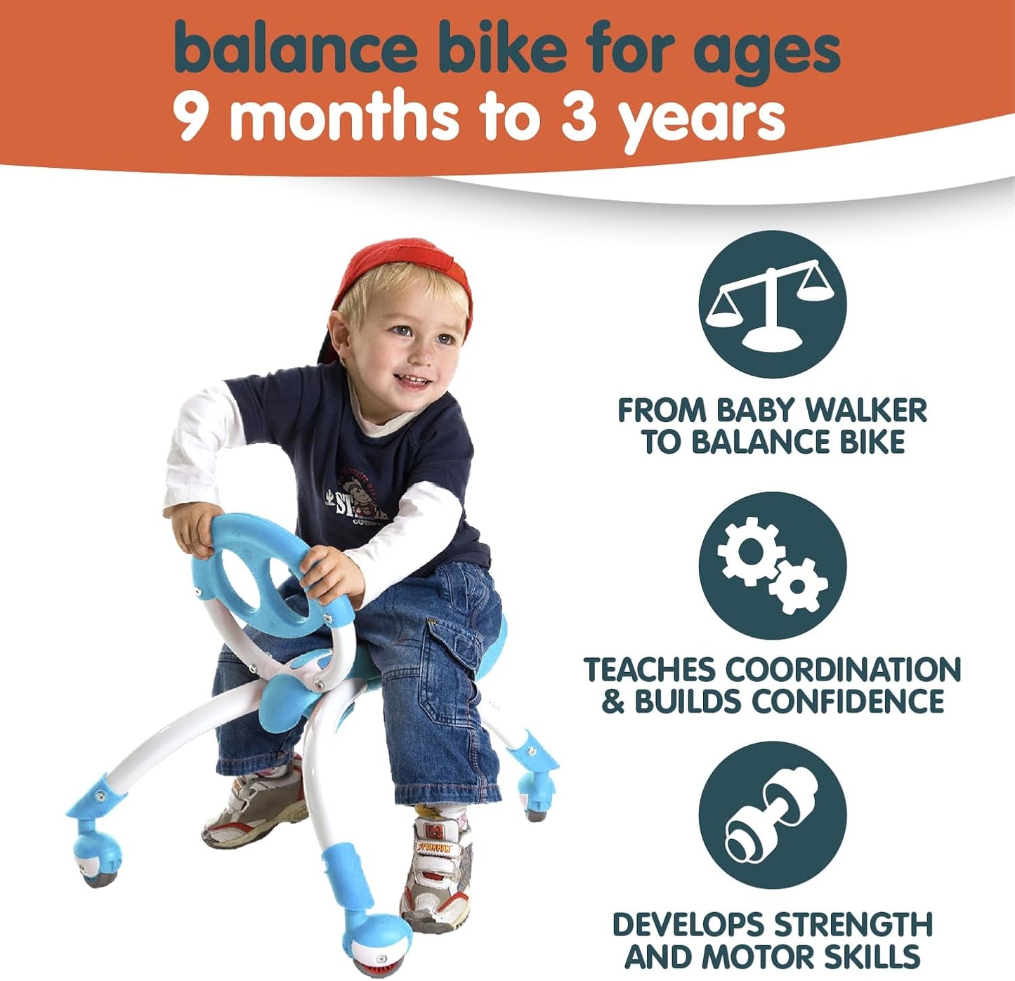 Pewi Walking Ride on Toy - Walker to Toddler Ride on for Ages 9 Months to 3 Years Old