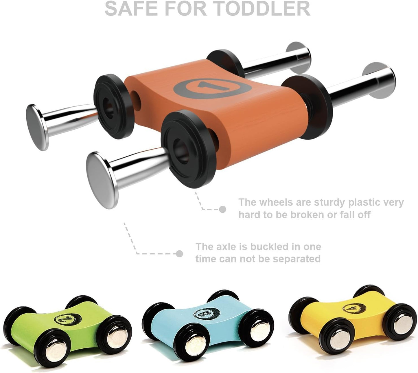 Toddler Race Track Car Ramp Toy with 4 Wooden Cars and 3 Car Garage