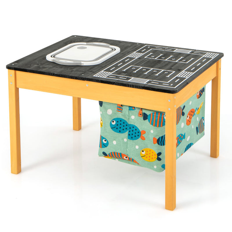3-In-1 Kids Sand Water Activity Table with Foldable Storage Bin