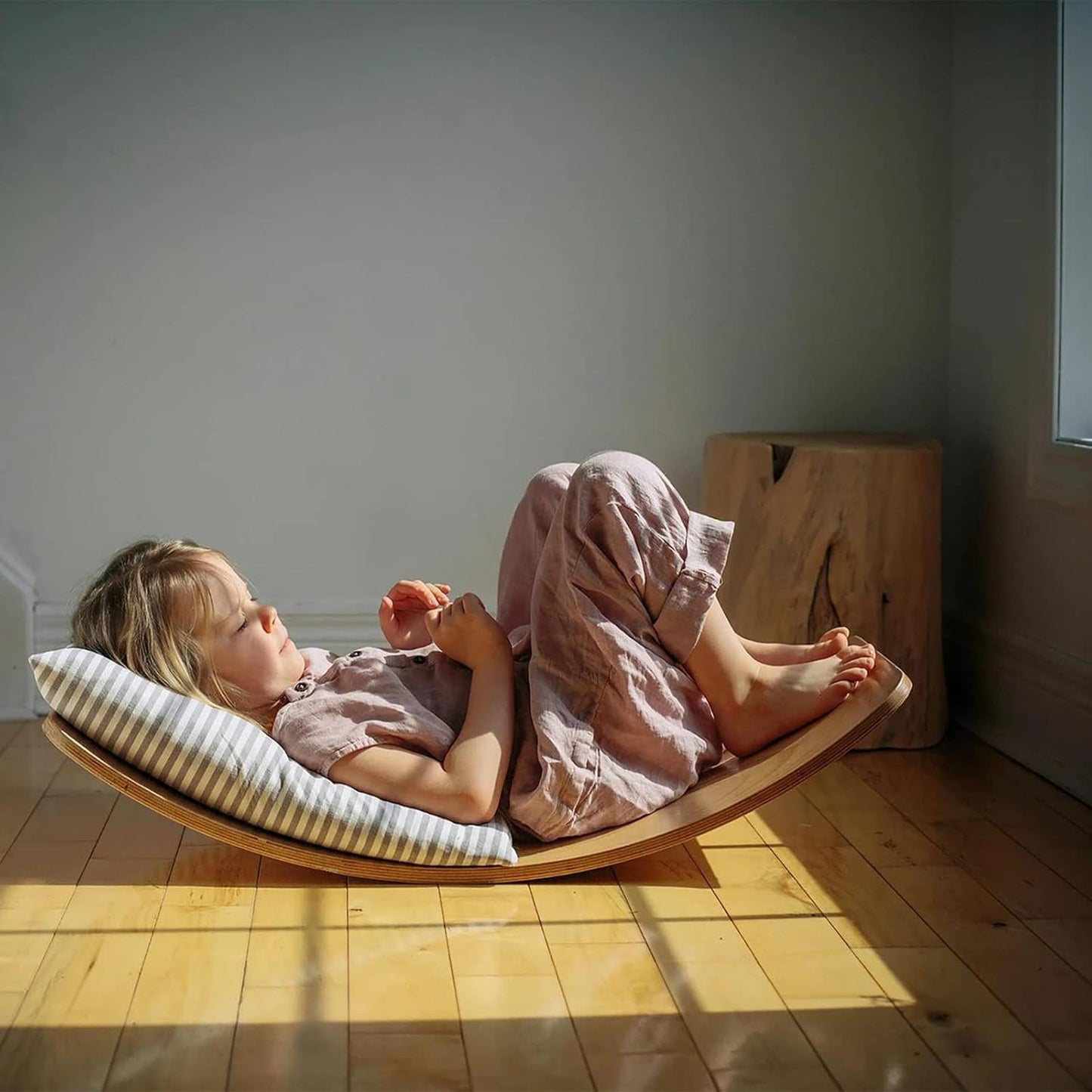 Wooden Wobble Balance Board, 35 Inch Rocker Board Natural Wood