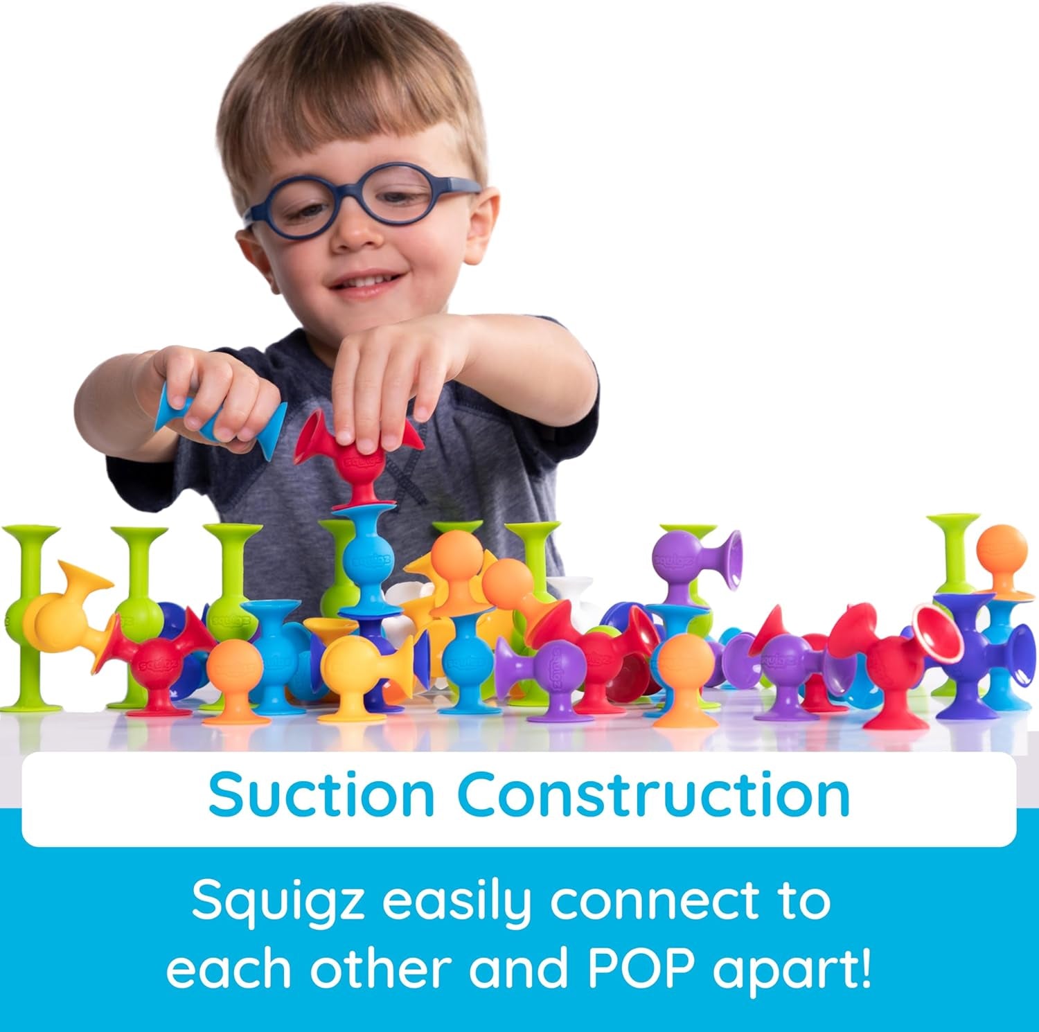Squigz Starter Set, 24 Piece Suction Bath Toys, Sensory Toys for Kids 3 and Up