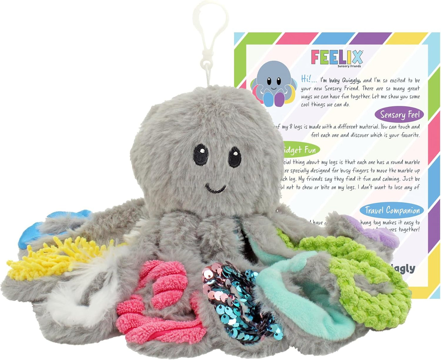 Sensory Octopus Plush Toy, Fidget Plush for Special Needs and Sensory Fun, Feelix Collection