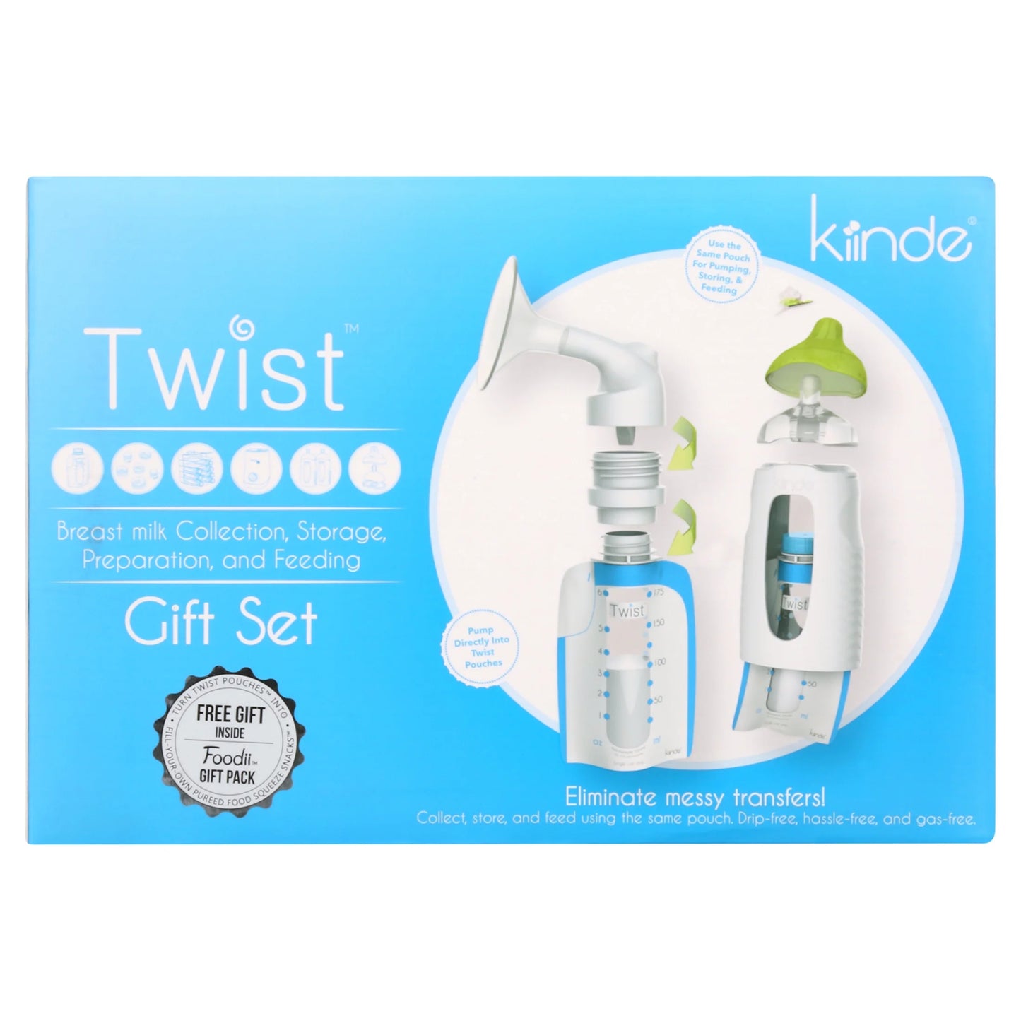 Twist Universal Direct-Pump Feeding System and Warmer Gift Set for Breastmilk Collection, Freezing, Heating and Feeding, Free Foodi Starter Kit Included, New Mom Gift