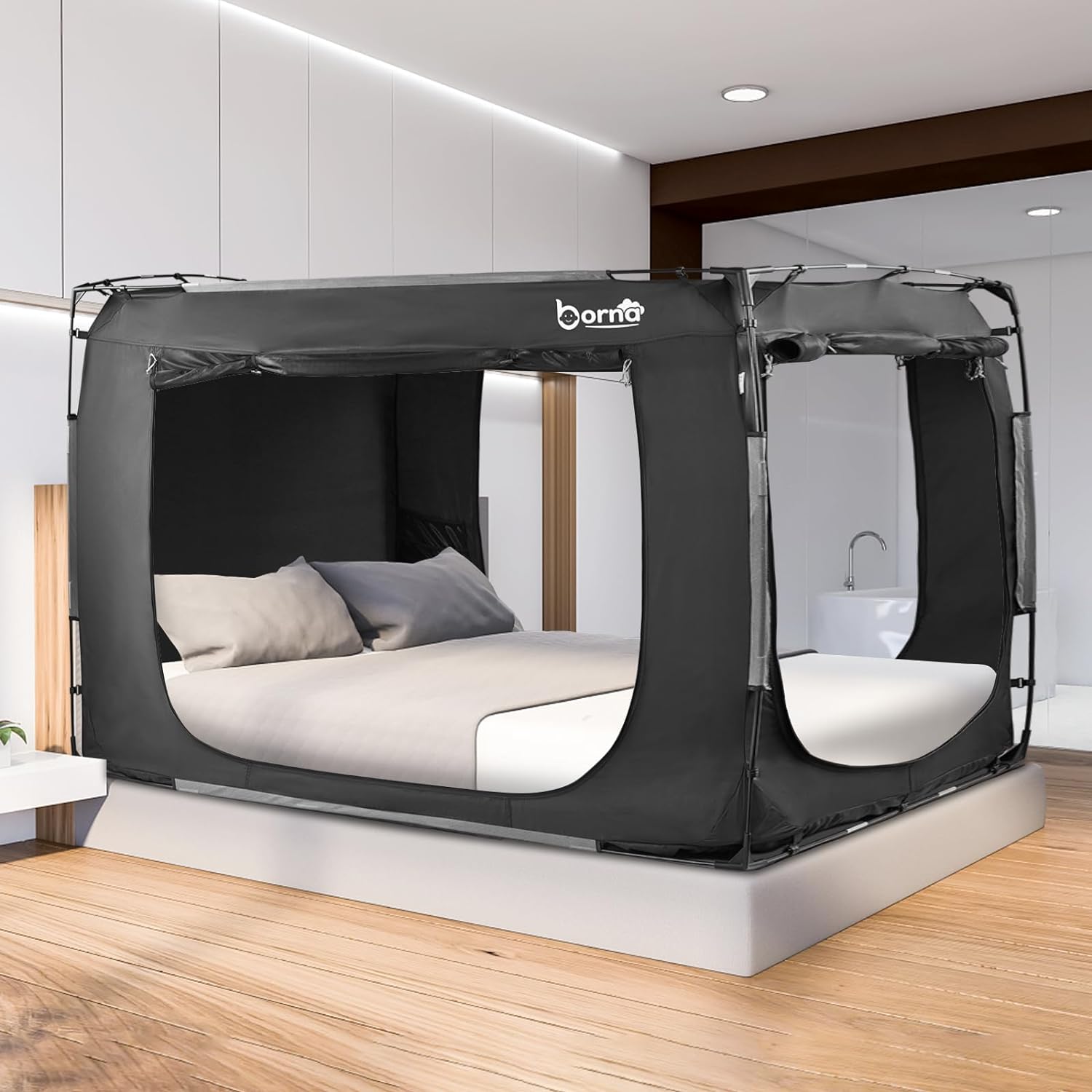 Bed Tent, Portable Sleeping Tents for Kids and Adult, Breathable Privacy Space on Bed with Three Doors (Mattress Not Included)