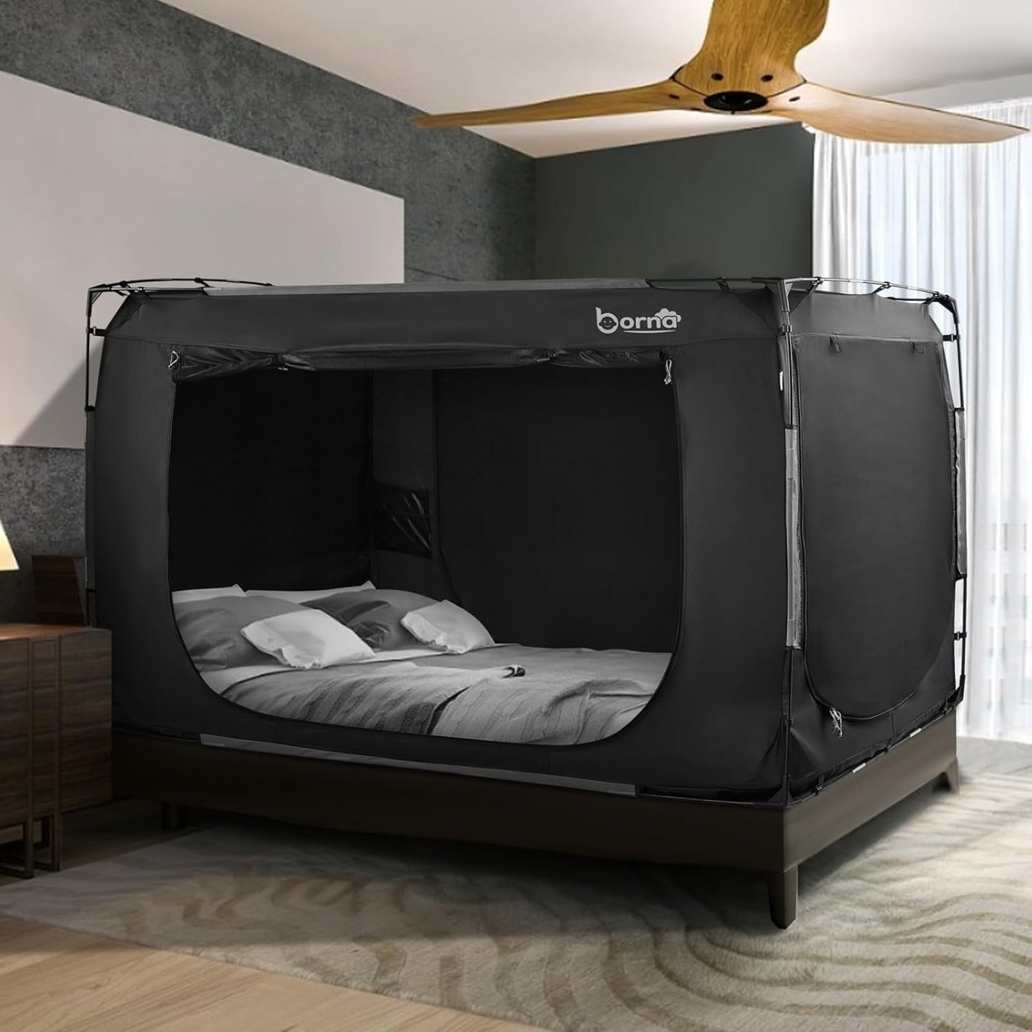 Bed Tent, Portable Sleeping Tents for Kids and Adult, Breathable Privacy Space on Bed with Three Doors (Mattress Not Included)