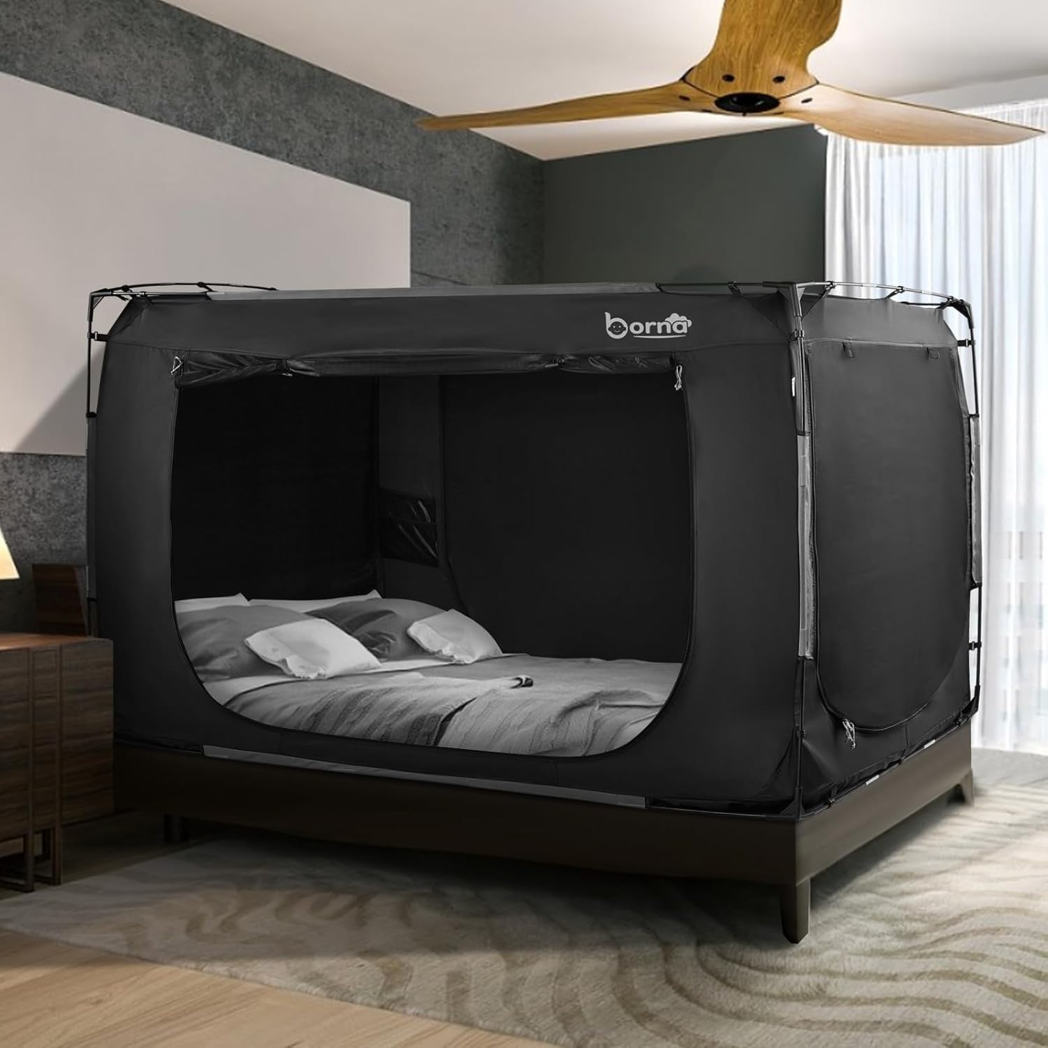 Bed Tent, Portable Sleeping Tents for Kids and Adult, Breathable Privacy Space on Bed with Three Doors (Mattress Not Included)