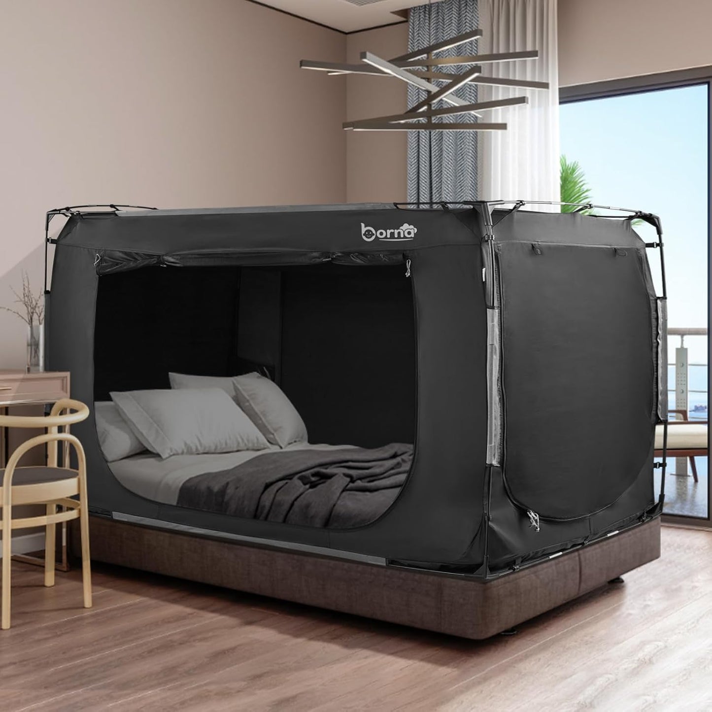 Bed Tent, Portable Sleeping Tents for Kids and Adult, Breathable Privacy Space on Bed with Three Doors (Mattress Not Included)