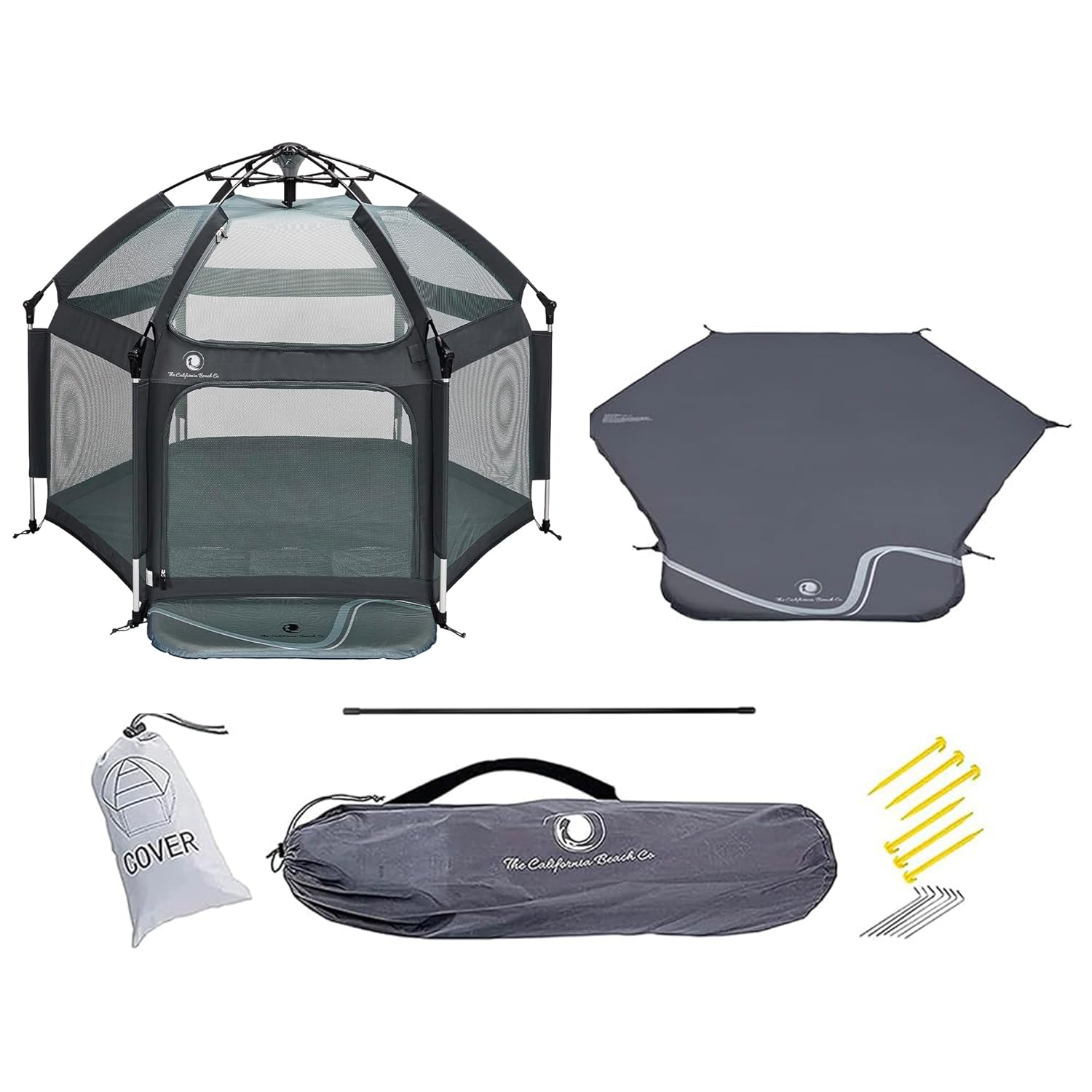 POP 'N GO Premium Outdoor Baby Playpen with Self-Inflating Playmat (Charcoal Black)