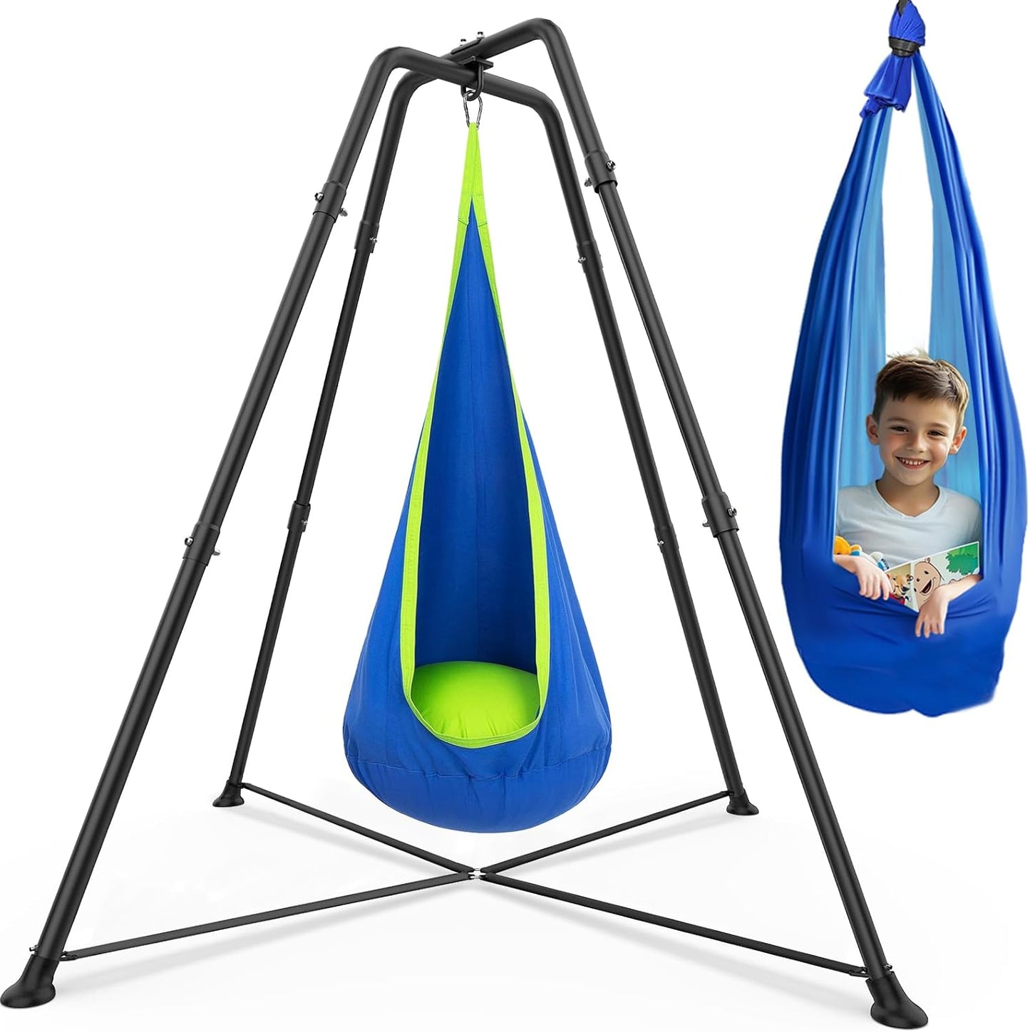Swing Stand Frame with Sensory/Pod Chair, X-Shaped Swing Set 350LBS