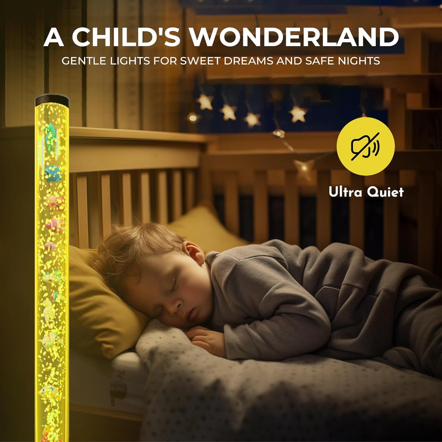 4FT Sensory LED Water Bubble Tube Lamp,With 16 Color Changing Night Light Effects (Wall Bracket Included)