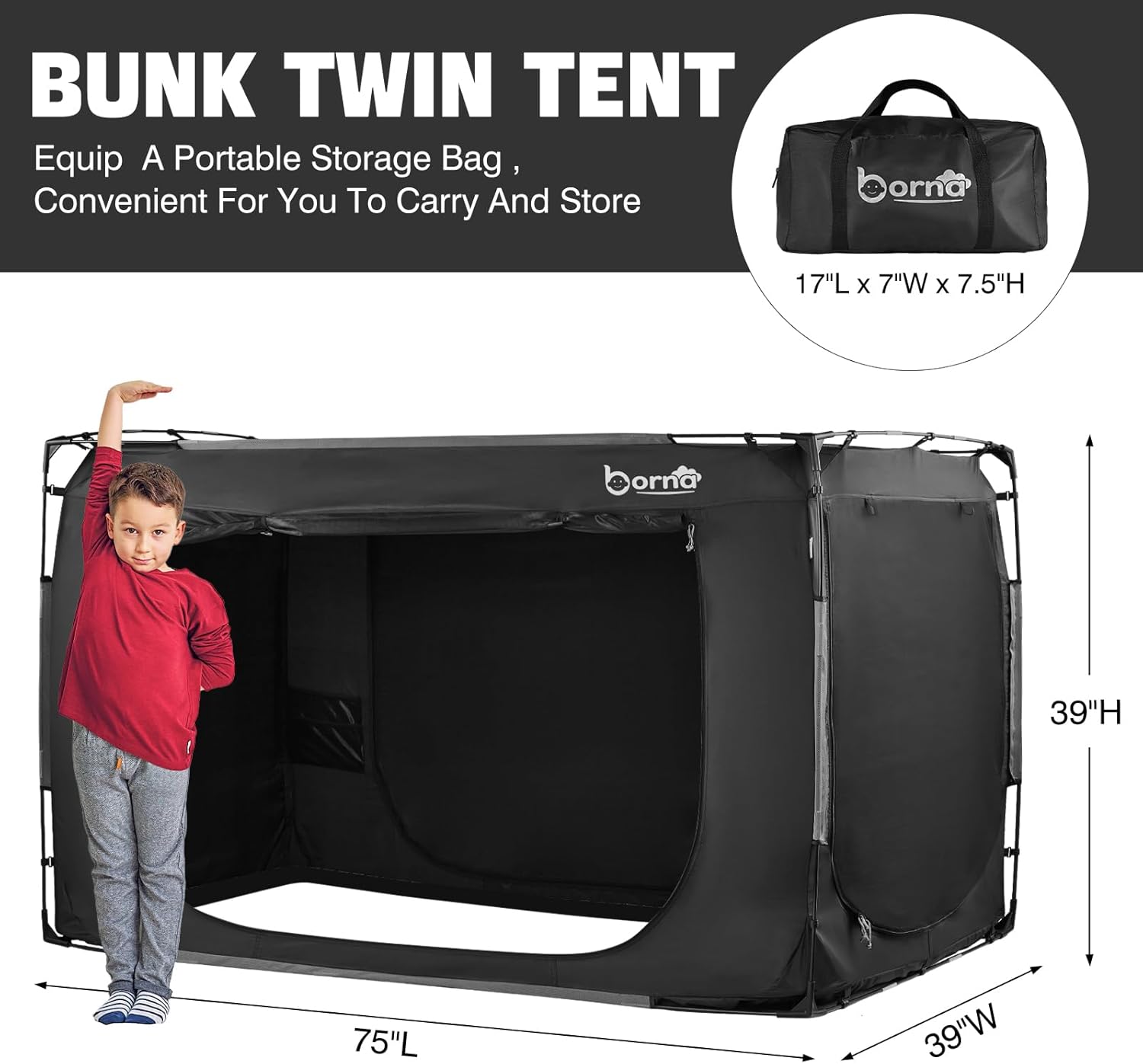 Bed Tent, Portable Sleeping Tents for Kids and Adult, Breathable Privacy Space on Bed with Three Doors (Mattress Not Included)