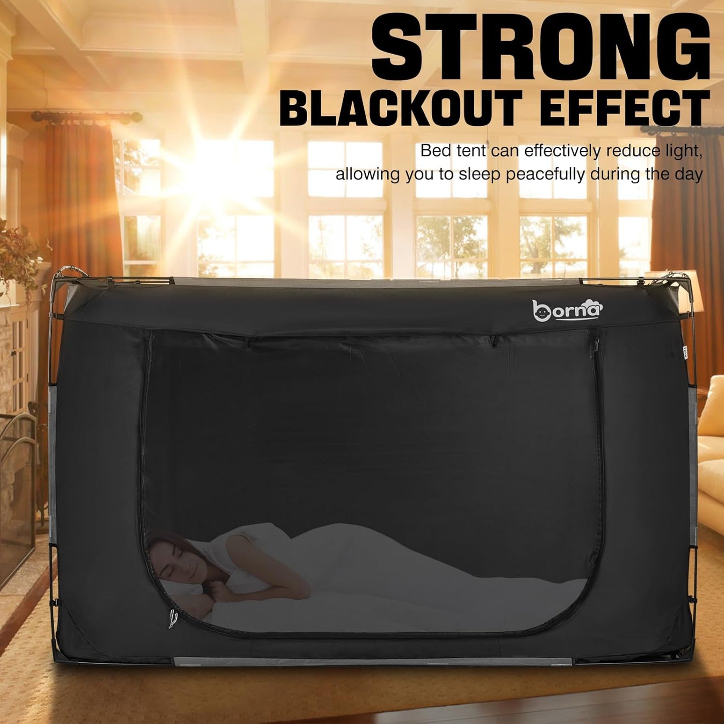 Bed Tent, Portable Sleeping Tents for Kids and Adult, Breathable Privacy Space on Bed with Three Doors (Mattress Not Included)