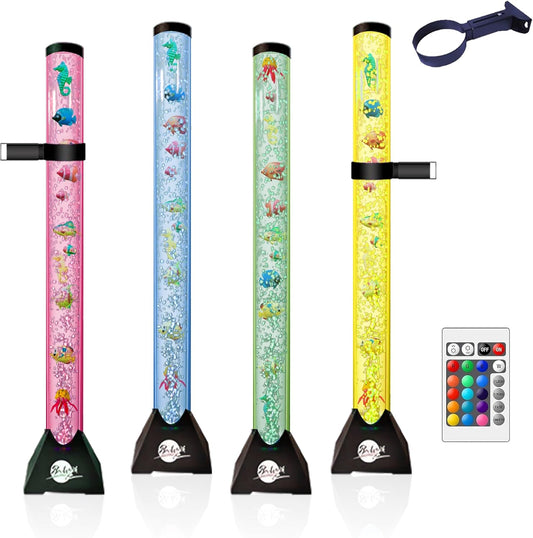 4FT Sensory LED Water Bubble Tube Lamp,With 16 Color Changing Night Light Effects (Wall Bracket Included)