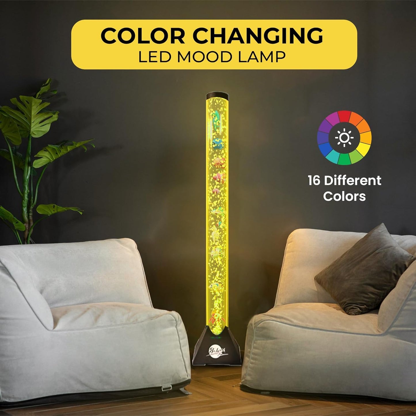 4FT Sensory LED Water Bubble Tube Lamp,With 16 Color Changing Night Light Effects (Wall Bracket Included)