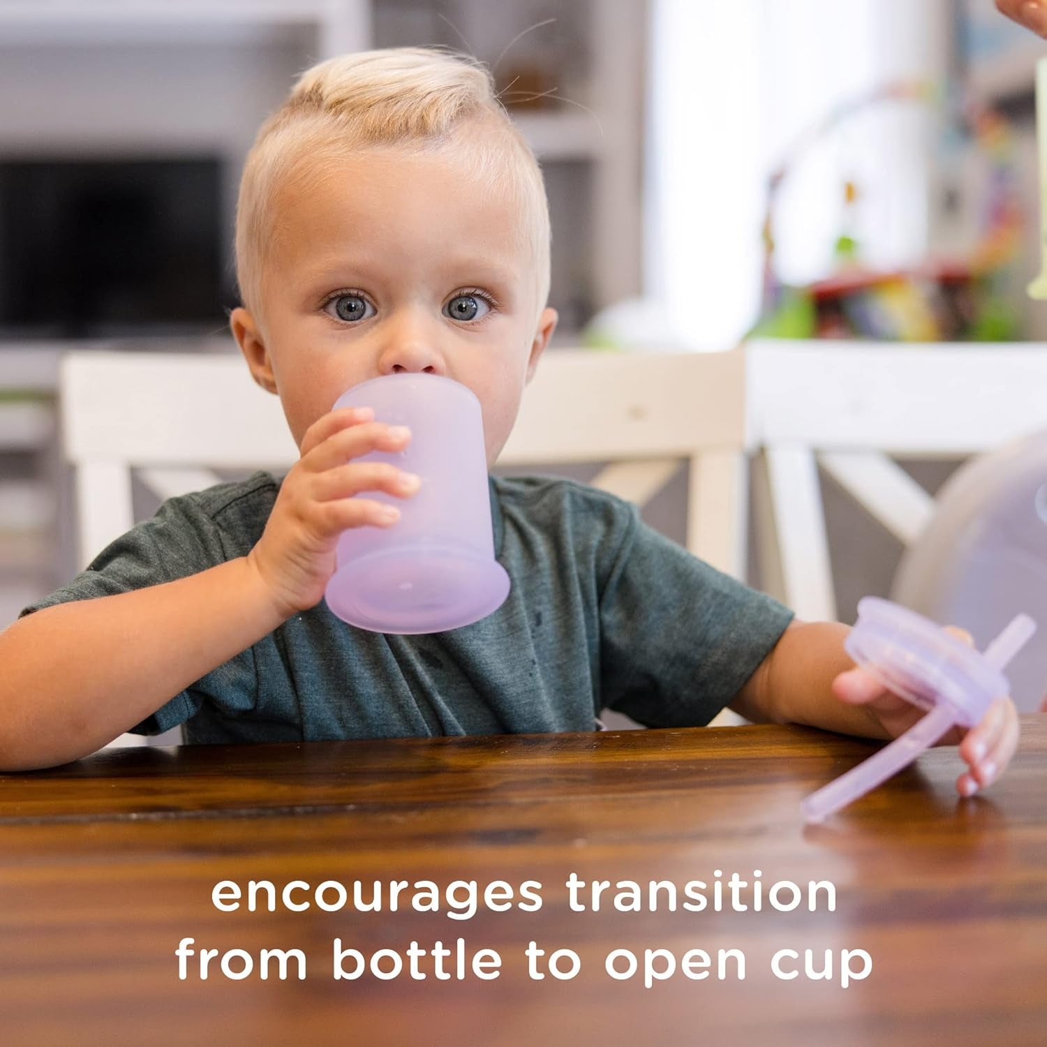 Silicone Training Cup with Straw Lid, 6+ Mo Infant to 12-18 Months Toddler Cup