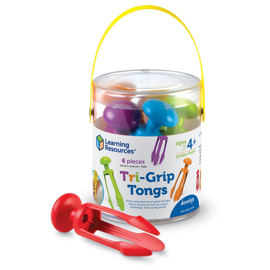 3 Prong Tong, Pencil Grip Tongs, Sensory Bin, Fine Motor Toy, Set of 6, Ages 4+
