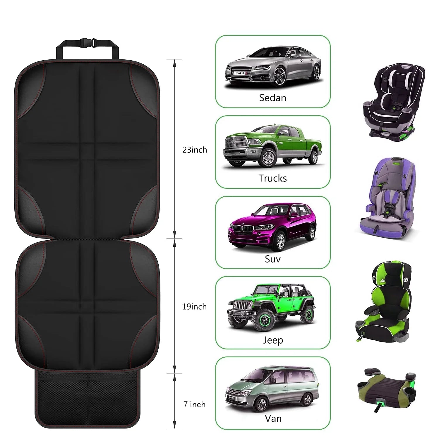 2 Pack Car Seat Protector for Child Car Seat with Non-Slip Backing, Waterproof Car Seat Cover for Pets/Child Car Seat