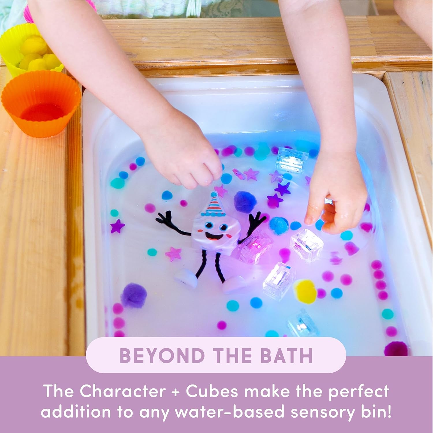 New, Water - Activated Bath Toy with 6 Reusable Light-Up Cubes for Sensory Play (Glo Pals)