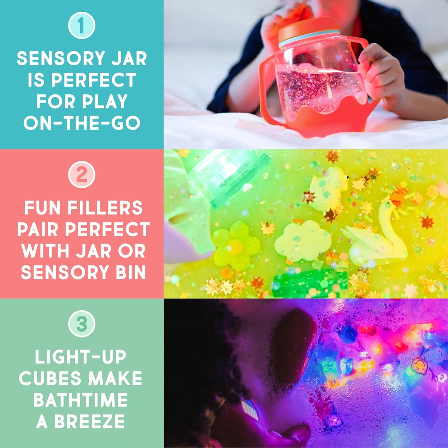 Sensory Play Pack Bundle with Sensory Play Jar, Light-Up Cubes, & Fun Fillers