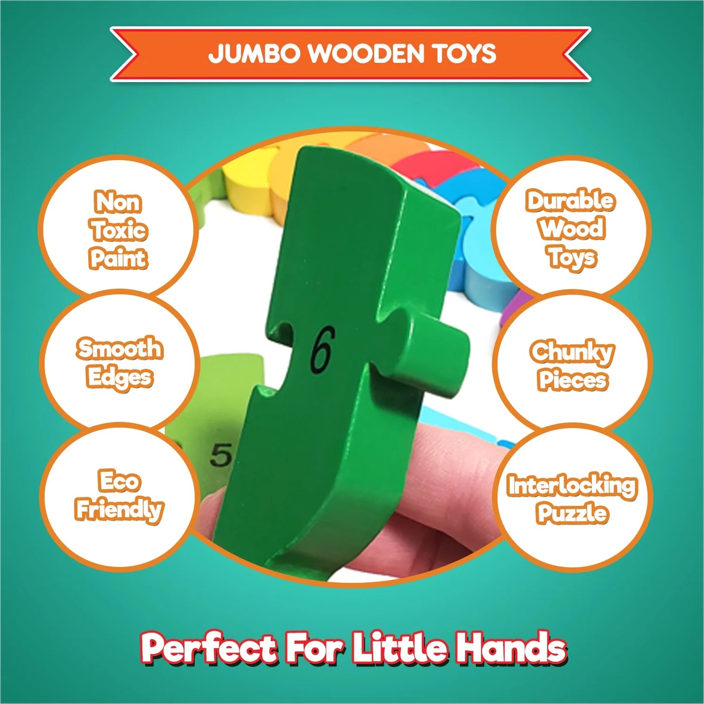 3 Wooden Animal Puzzles - Colors and Counting Rainbow Toy