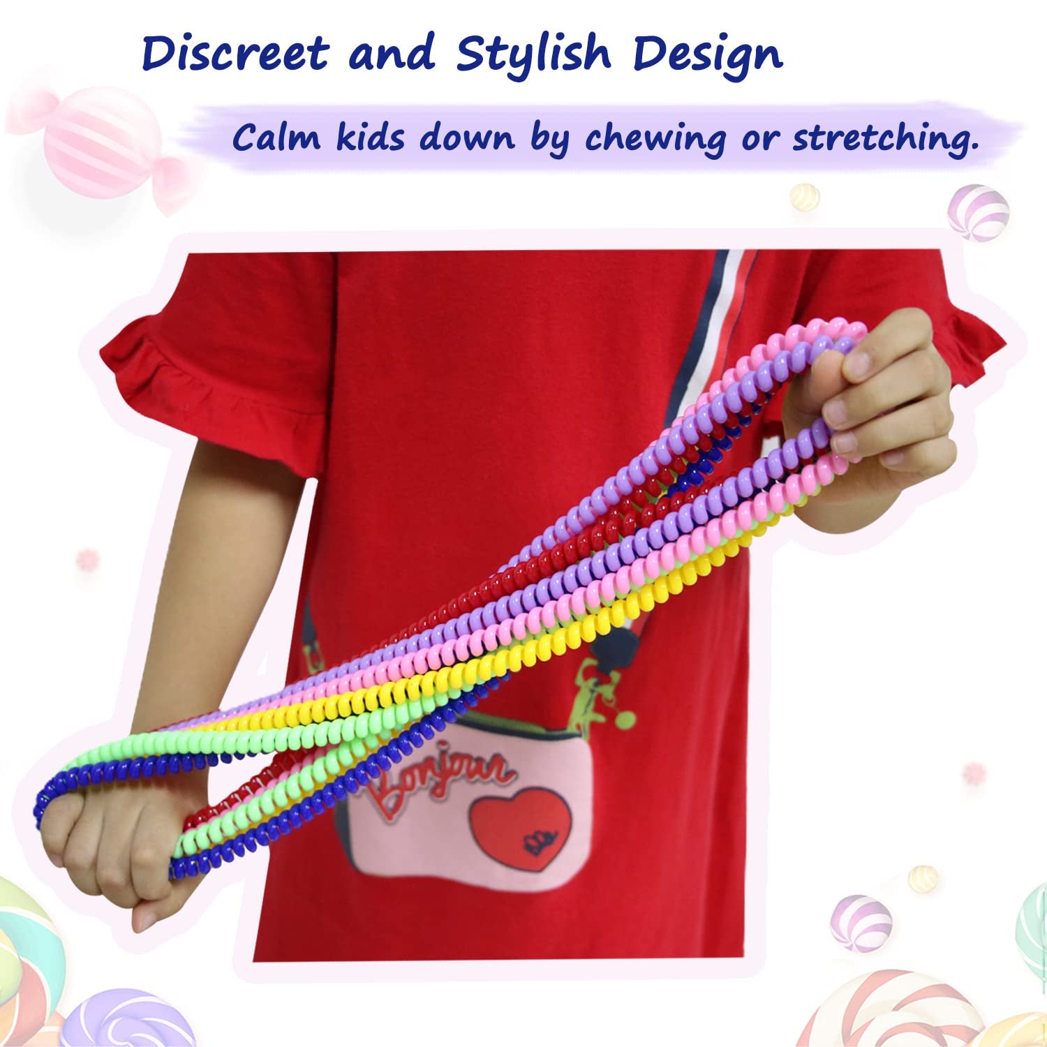 Sensory Chew Necklace for kids with Autism, ADHD, SPD, Oral Motor Aids ,Chew Toys, Reduce Fidgeting for Kids Chewer