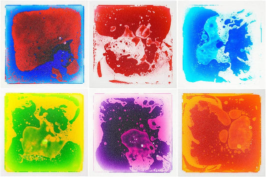 Liquid Sensory Floor Decorative Tiles, 11.8"X11.8" Square, Colorful, 6 Tiles