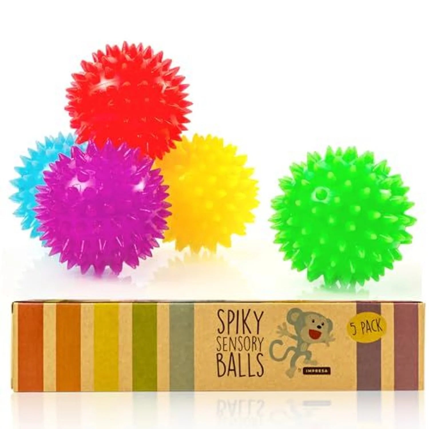 Spiky Sensory Balls (Pack of 5)  Fidget Toys / Sensory Toys - Bpa/Phthalate/Latex-Free