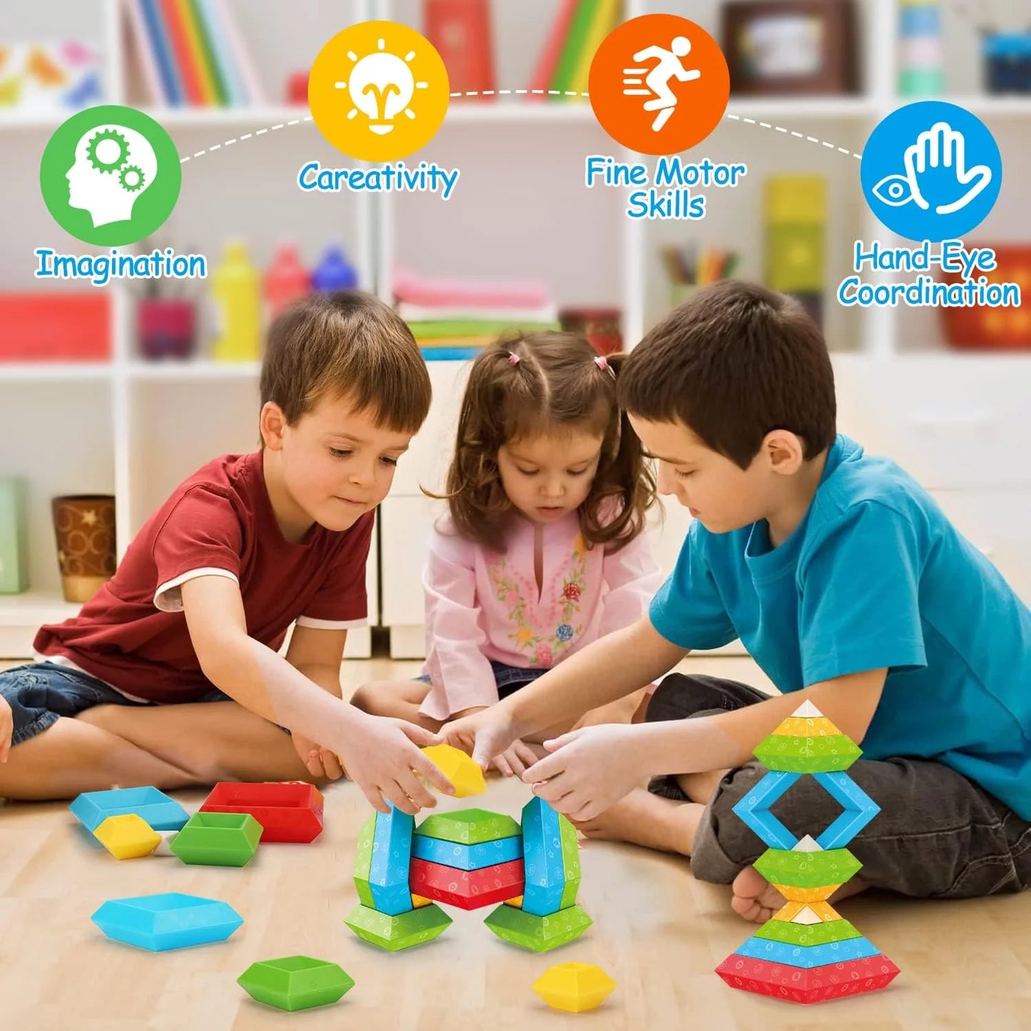 Stacking Building Blocks Educational Montessori Toy, 30 Piece Set