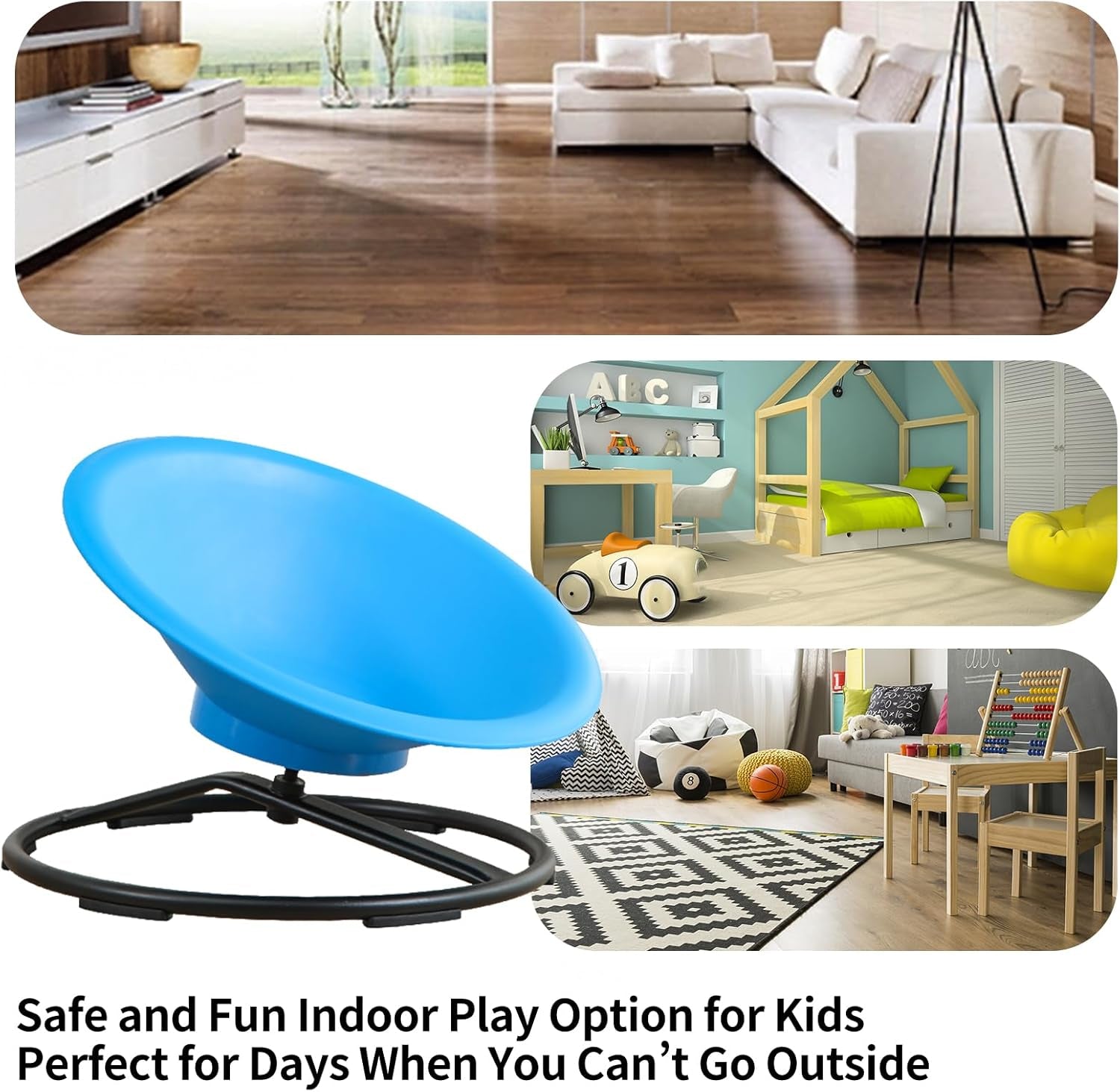 Spinning Chair for Autistic Kids, Sit and Spin Autism Toys for Age 3+, Sensory Swivel Chair Enhancing Motor Skills, Educational Indoor & Outdoor Toys (Bright Blue)