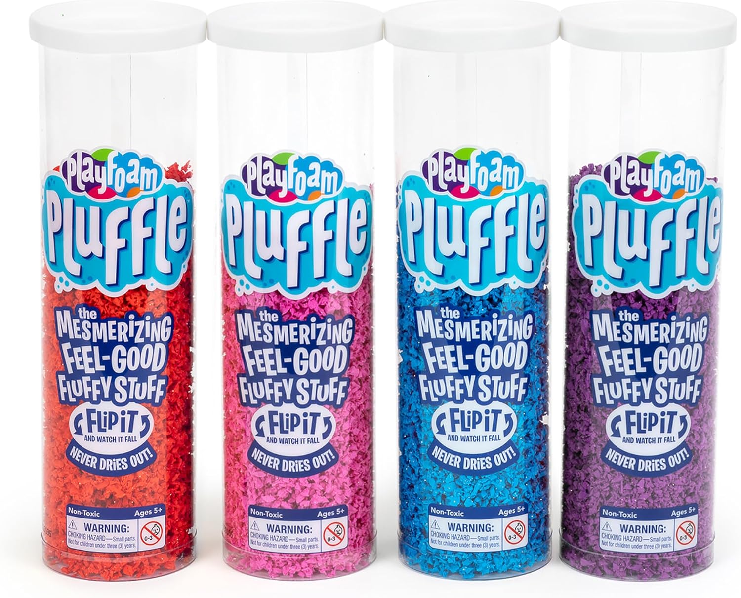 Pluffle® 4-Pack - Sensory Bin Foam Set, No Mess Alternative to Sand Toys & Slime for Ages 3+