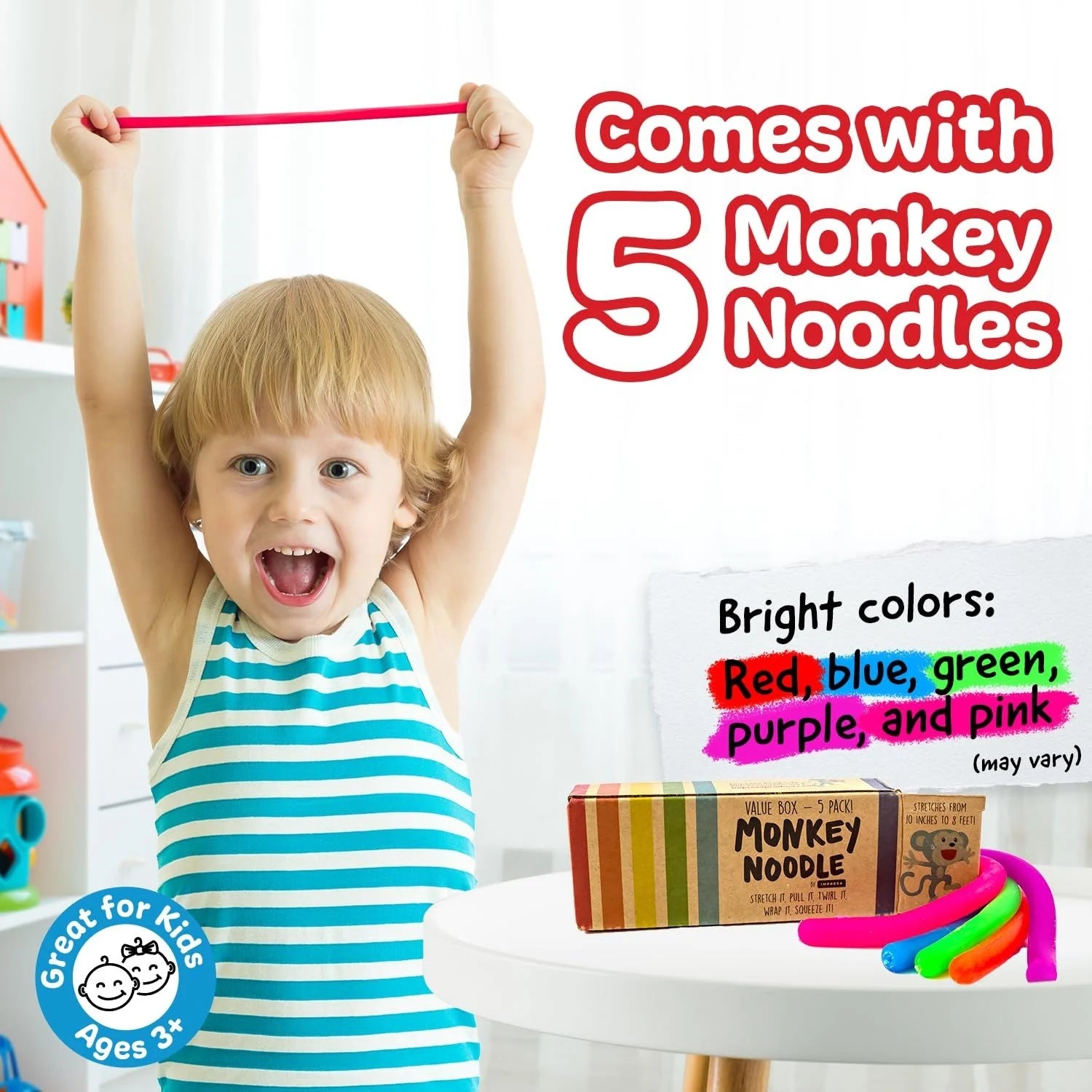 5-Pack of Stretchy Strings - Stretches from 10 Inches to 8 Feet!