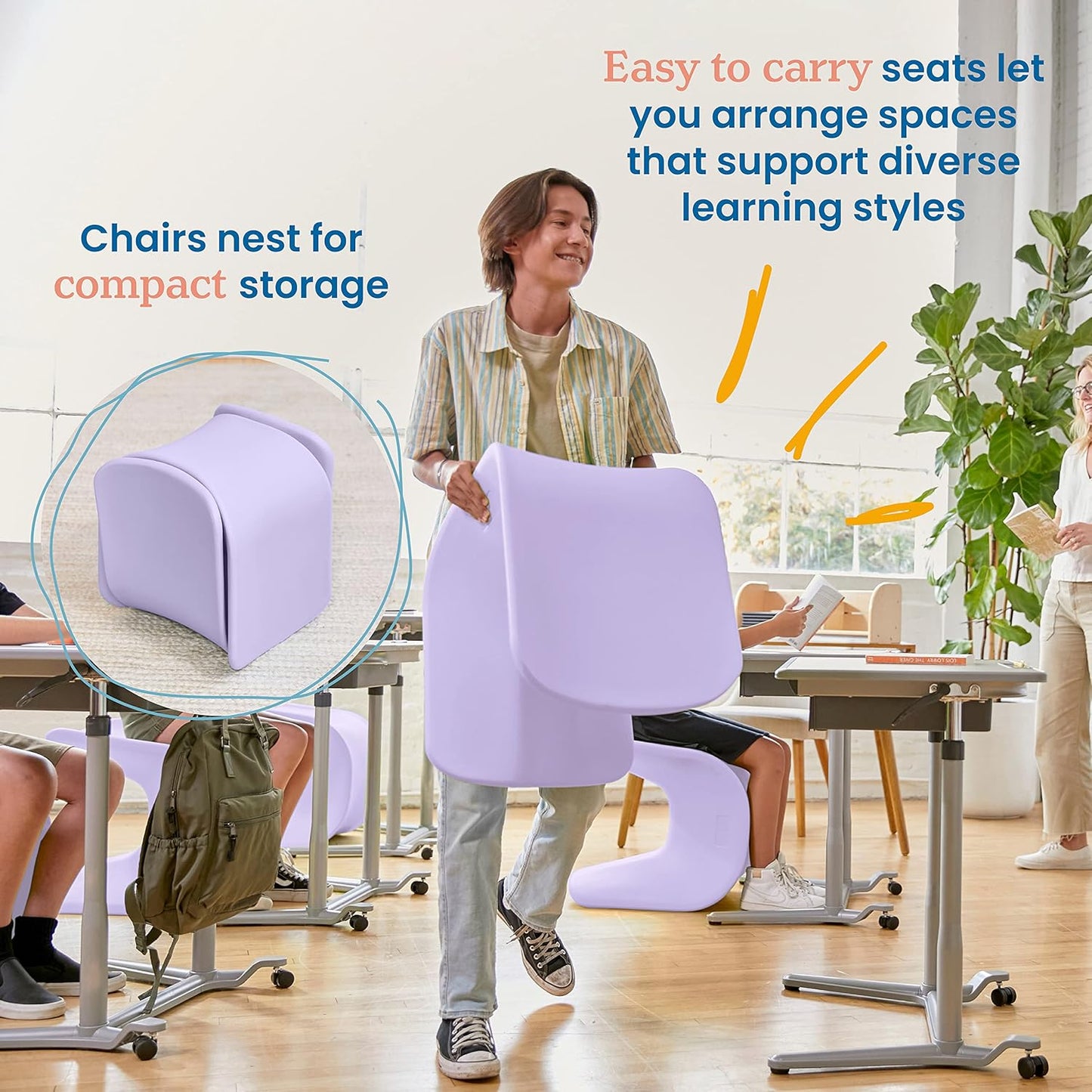 Wave Seat, 18In - 19.6In Seat Height, Perch Stool