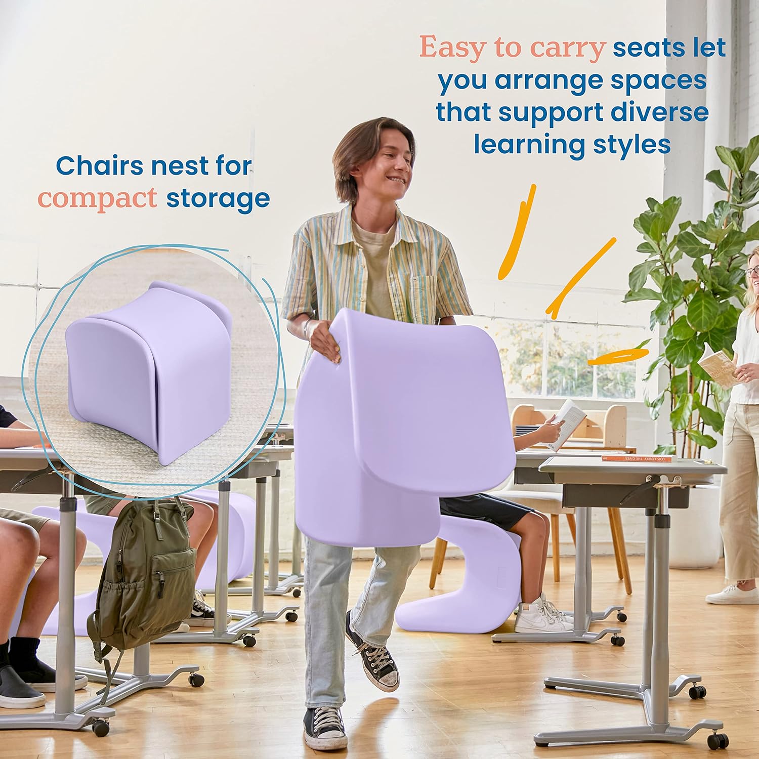 Wave Seat, 18In - 19.6In Seat Height, Perch Stool
