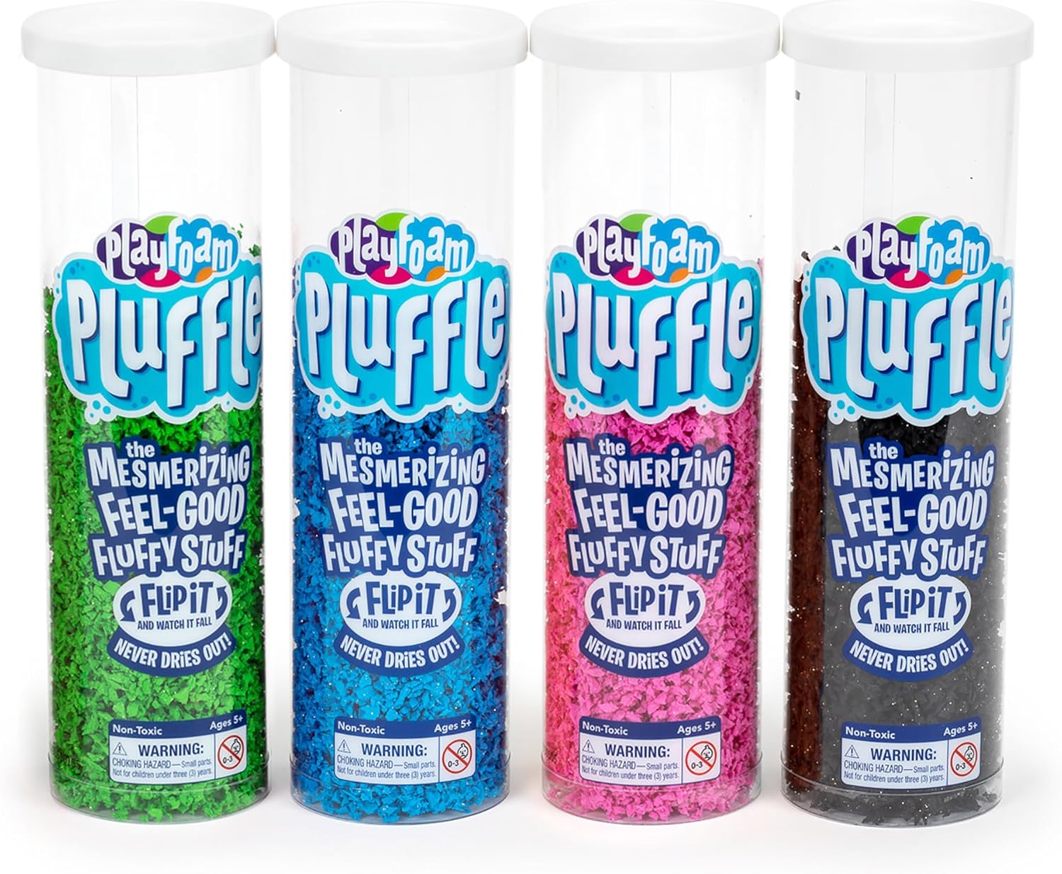 Pluffle® 4-Pack - Sensory Bin Foam Set, No Mess Alternative to Sand Toys & Slime for Ages 3+