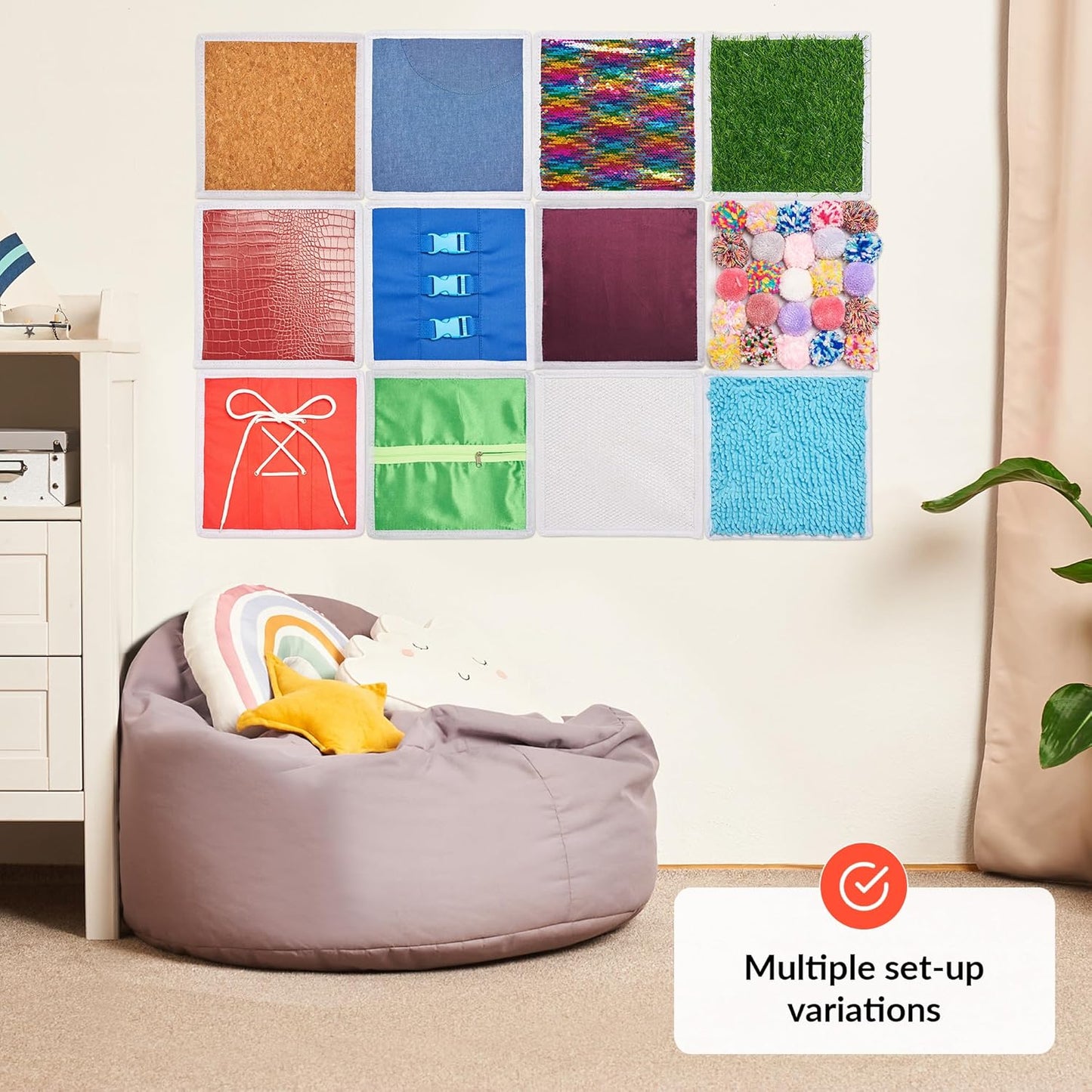 Sensory Wall Panel for Kids, 12 Pcs Sensory Tiles for Wall and Floor